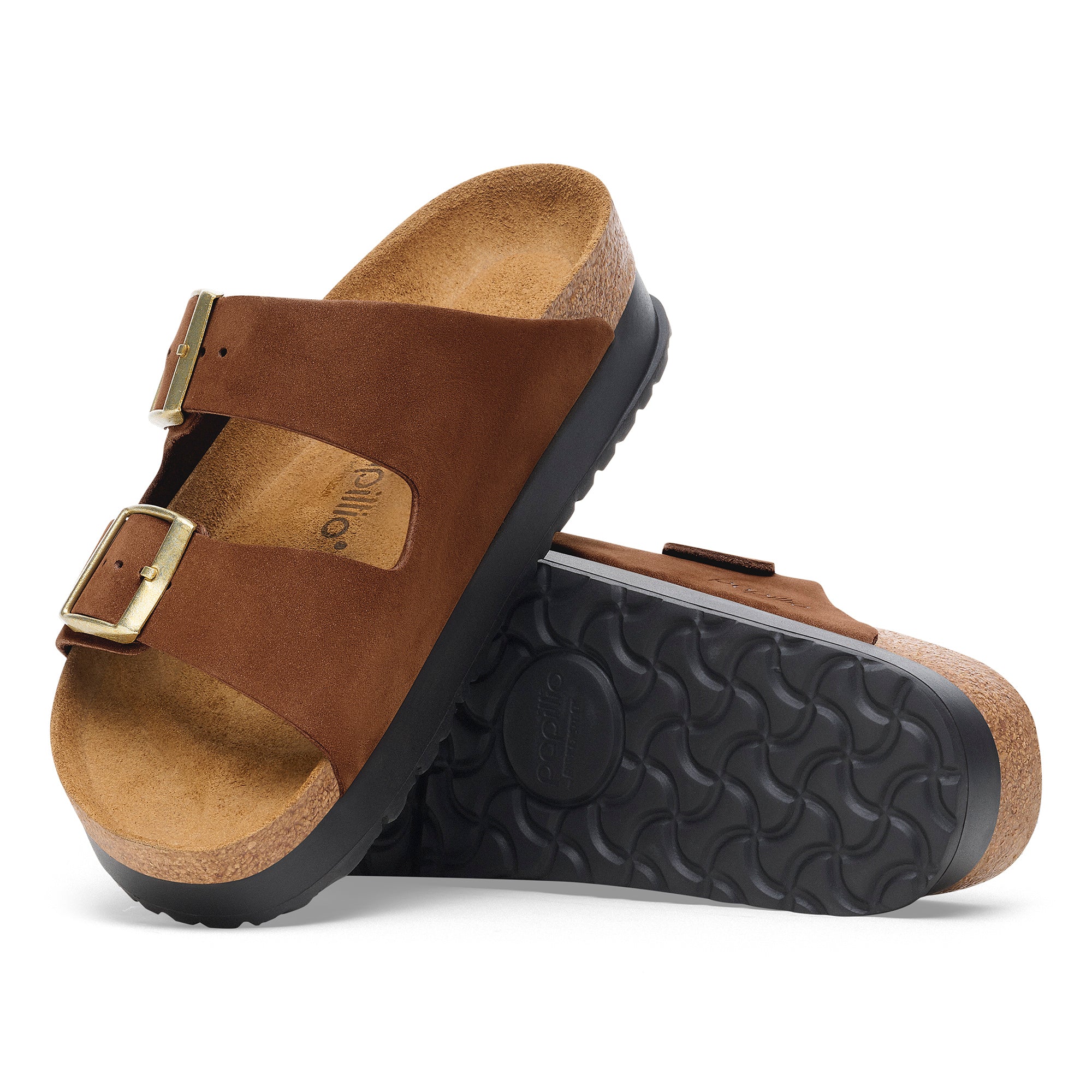 Papillio Arizona Platform dark tea nubuck by Birkenstock