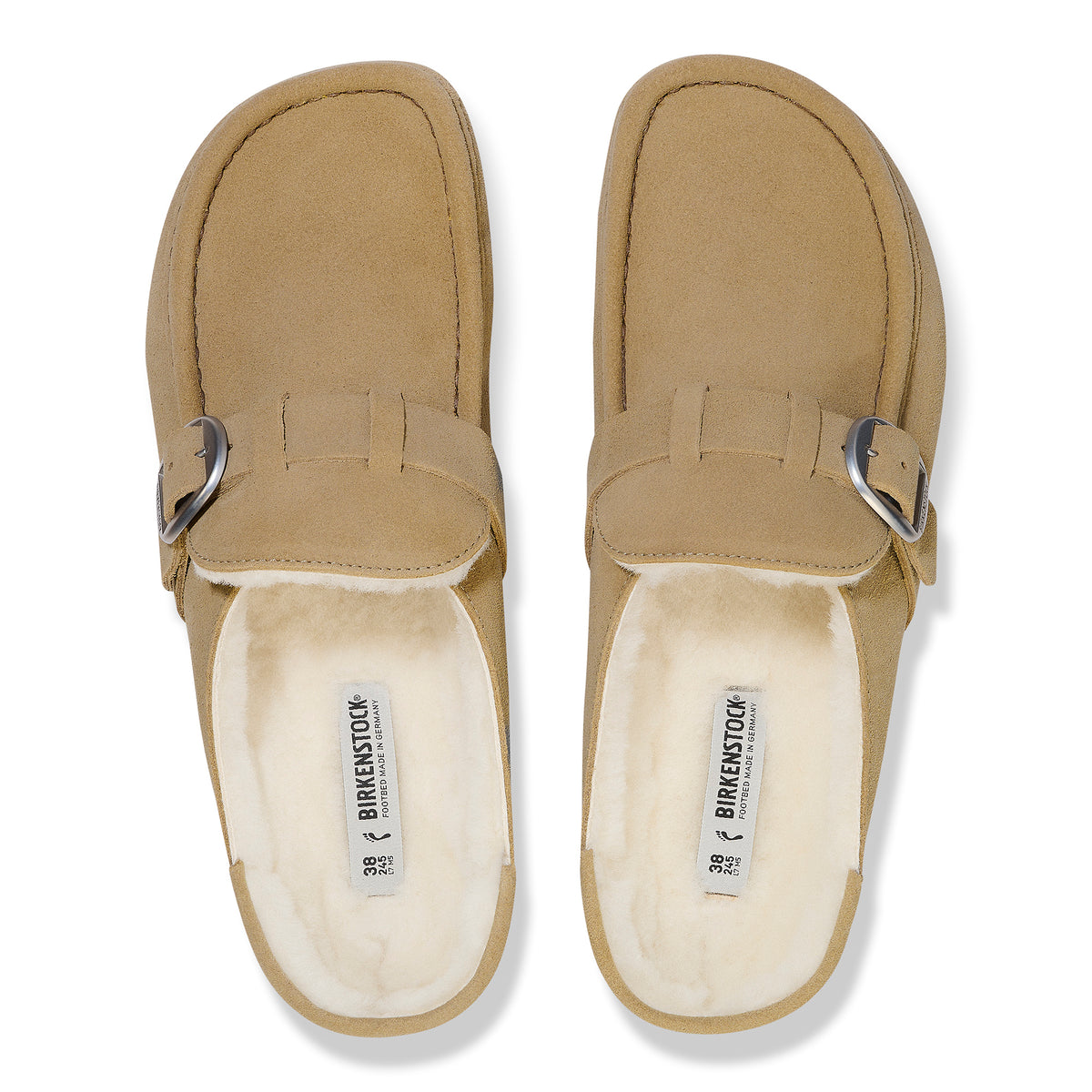 Birkenstock Buckley Shearling taupe suede/natural shearling