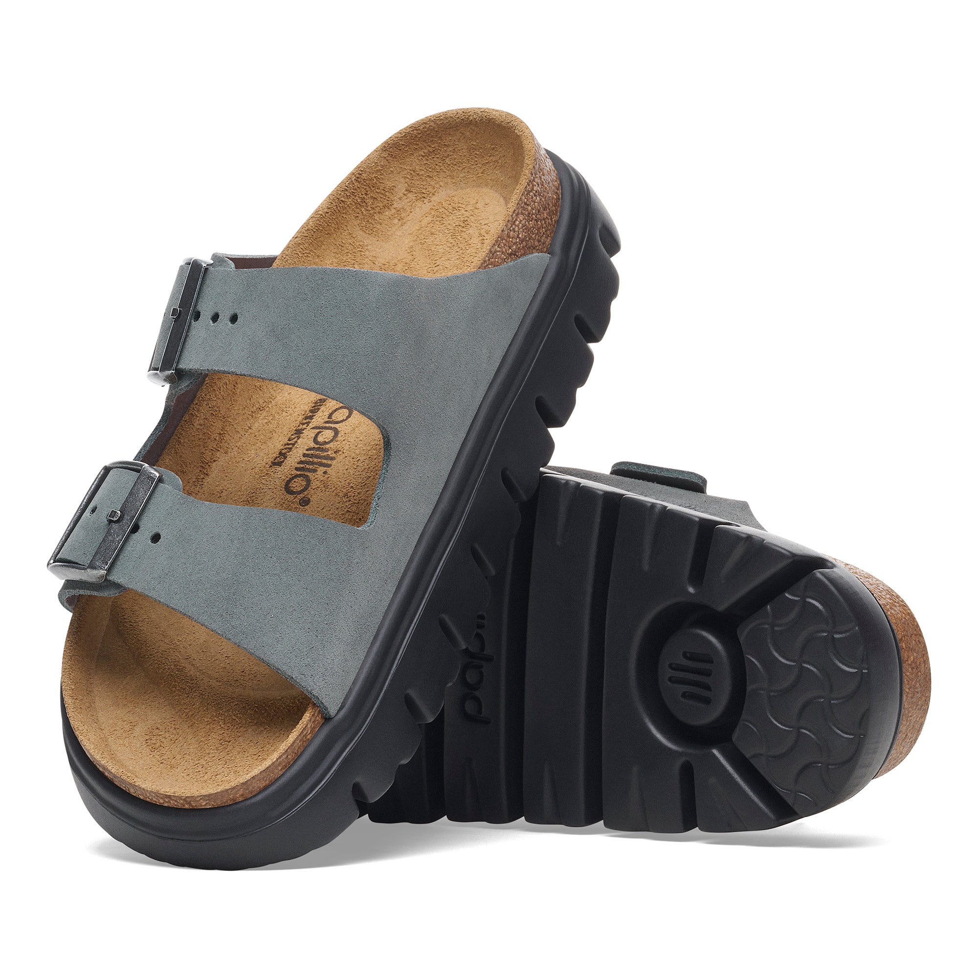 Papillio Arizona Chunky basalt gray suede by Birkenstock