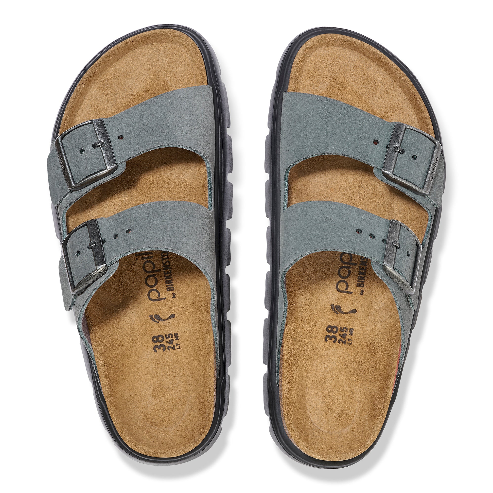 Papillio Arizona Chunky basalt gray suede by Birkenstock