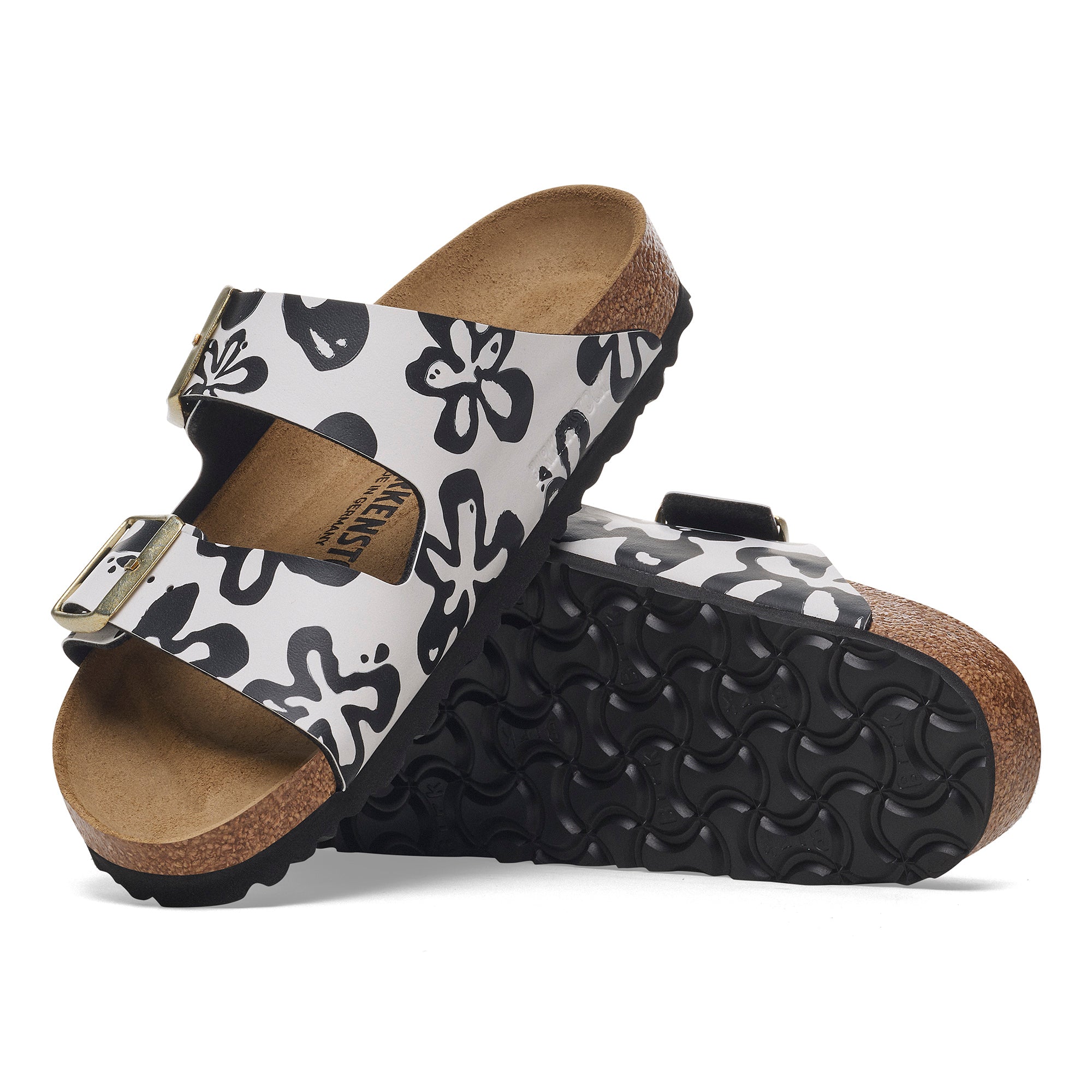 Birkenstock Arizona black blooms Birko-Flor