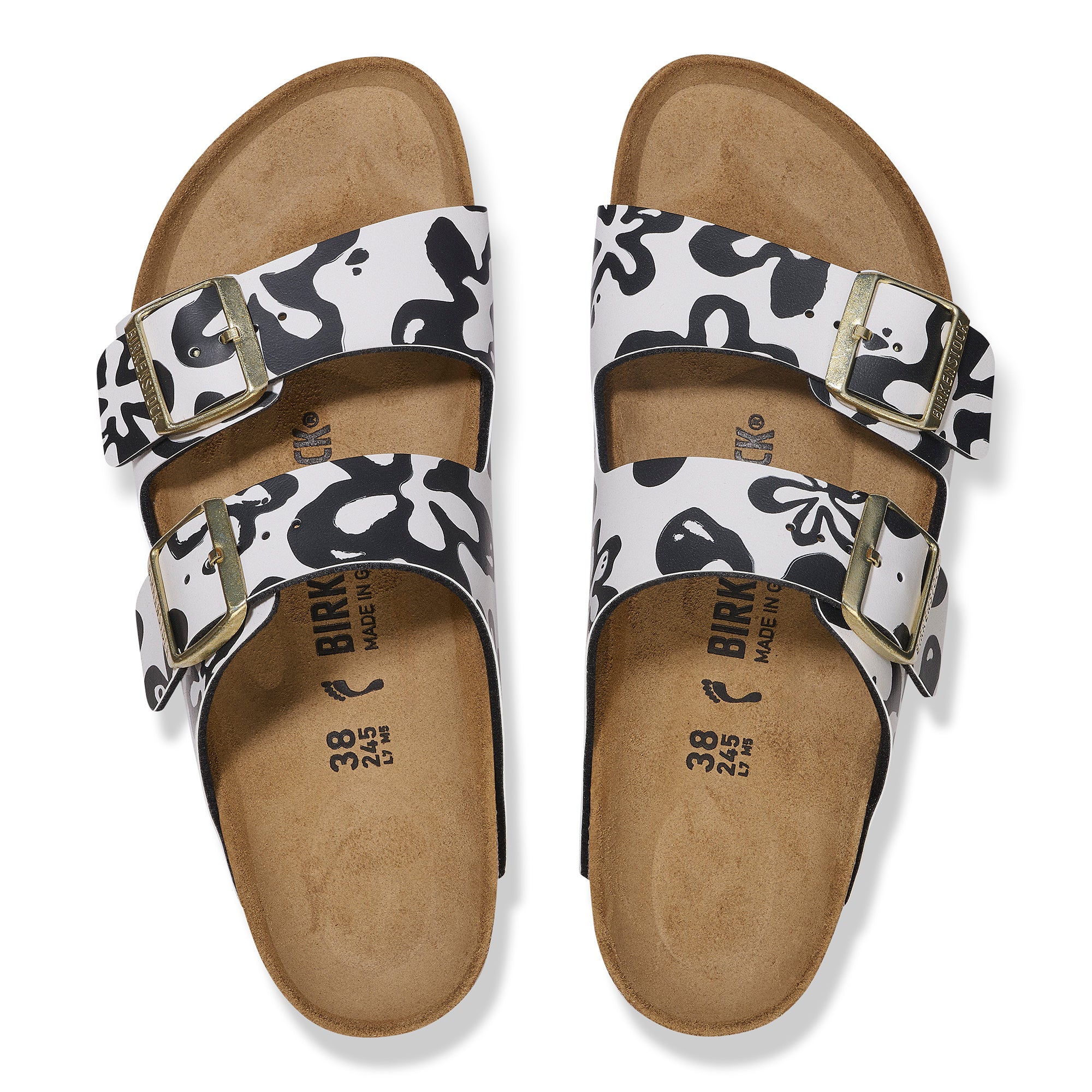 Birkenstock Arizona black blooms Birko-Flor