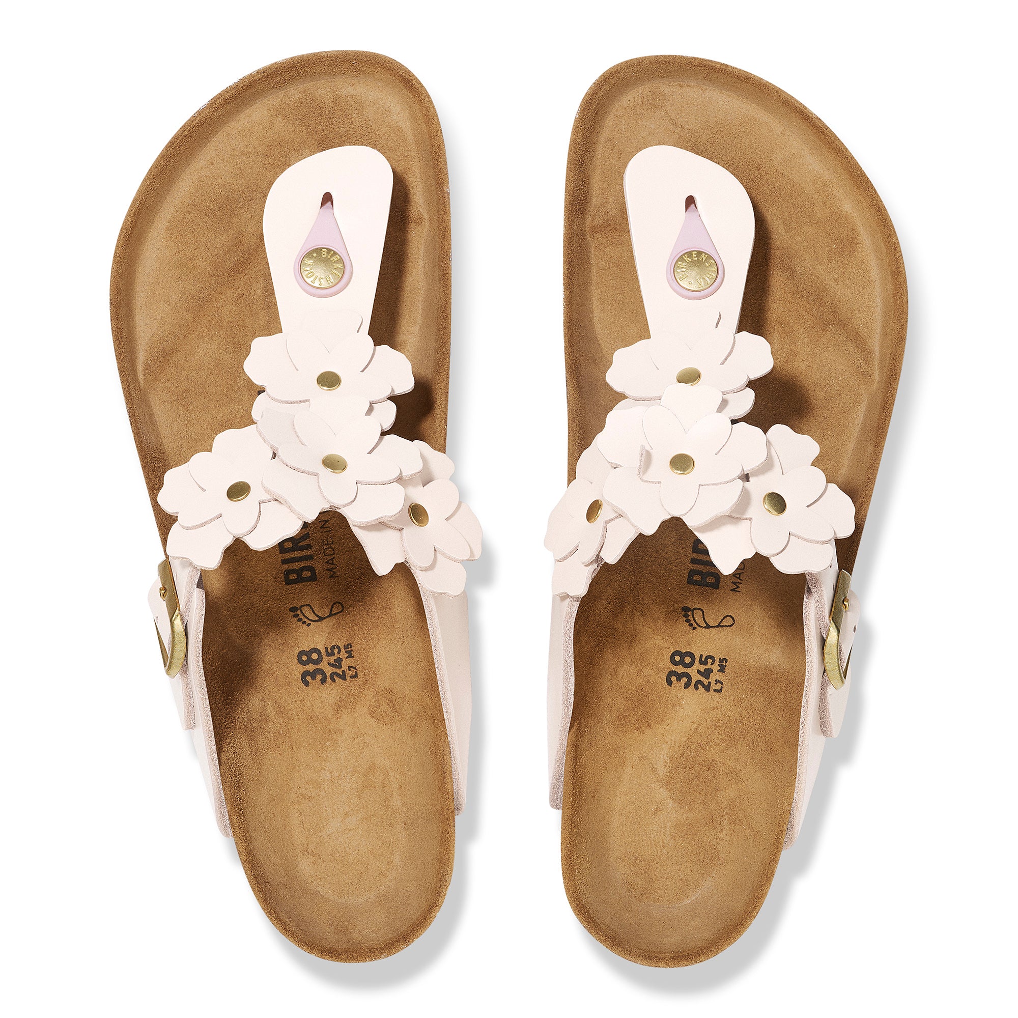 Birkenstock Gizeh Flowers light rose leather