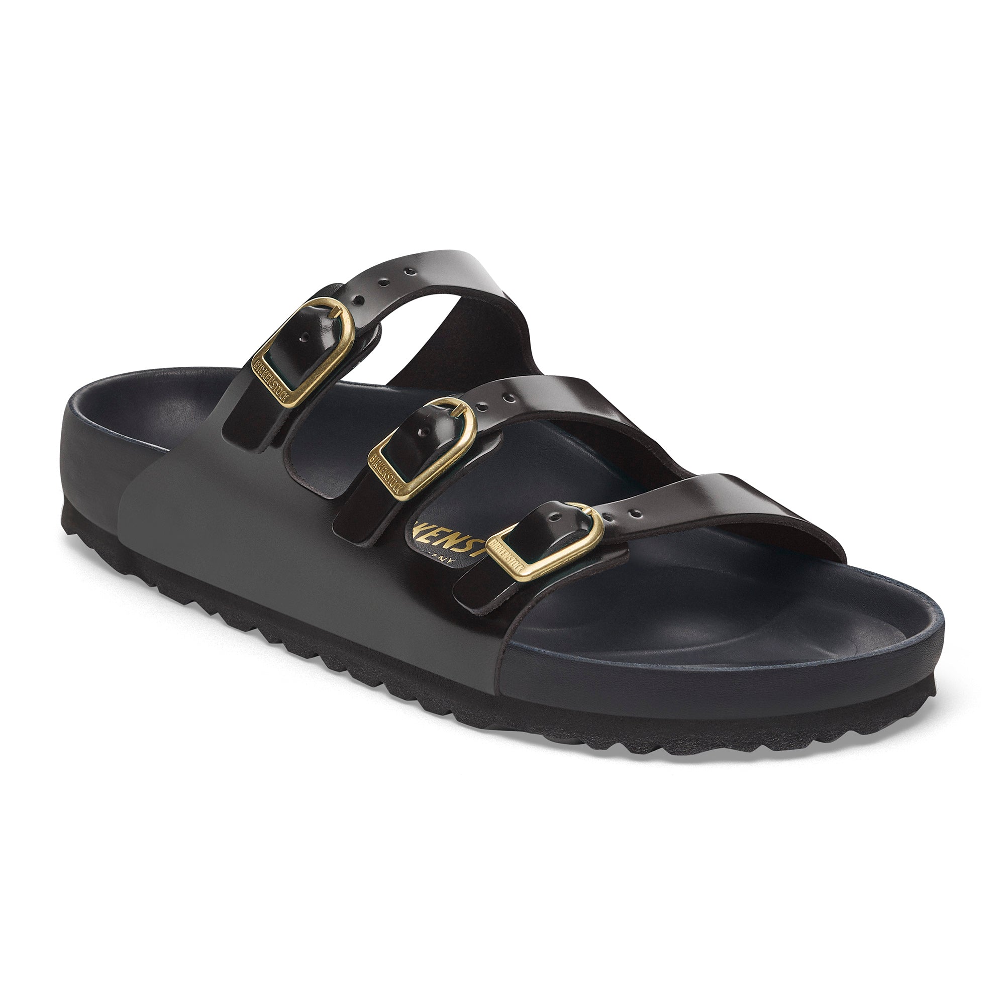 Birkenstock Florida Exquisite high shine black leather