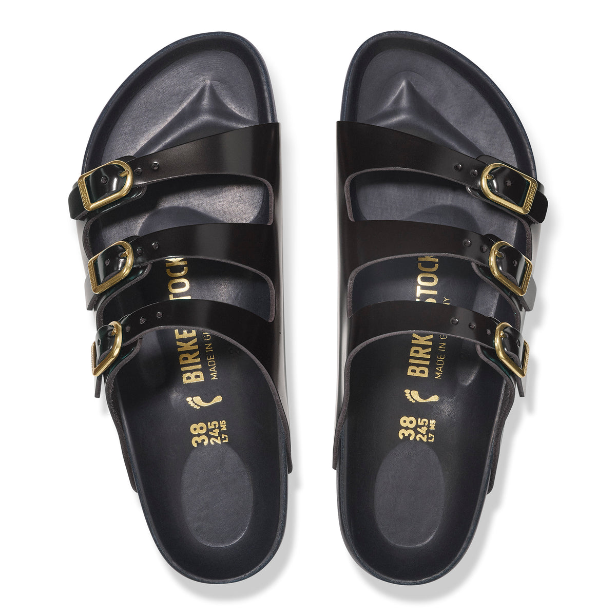 Birkenstock Florida Exquisite high shine black leather