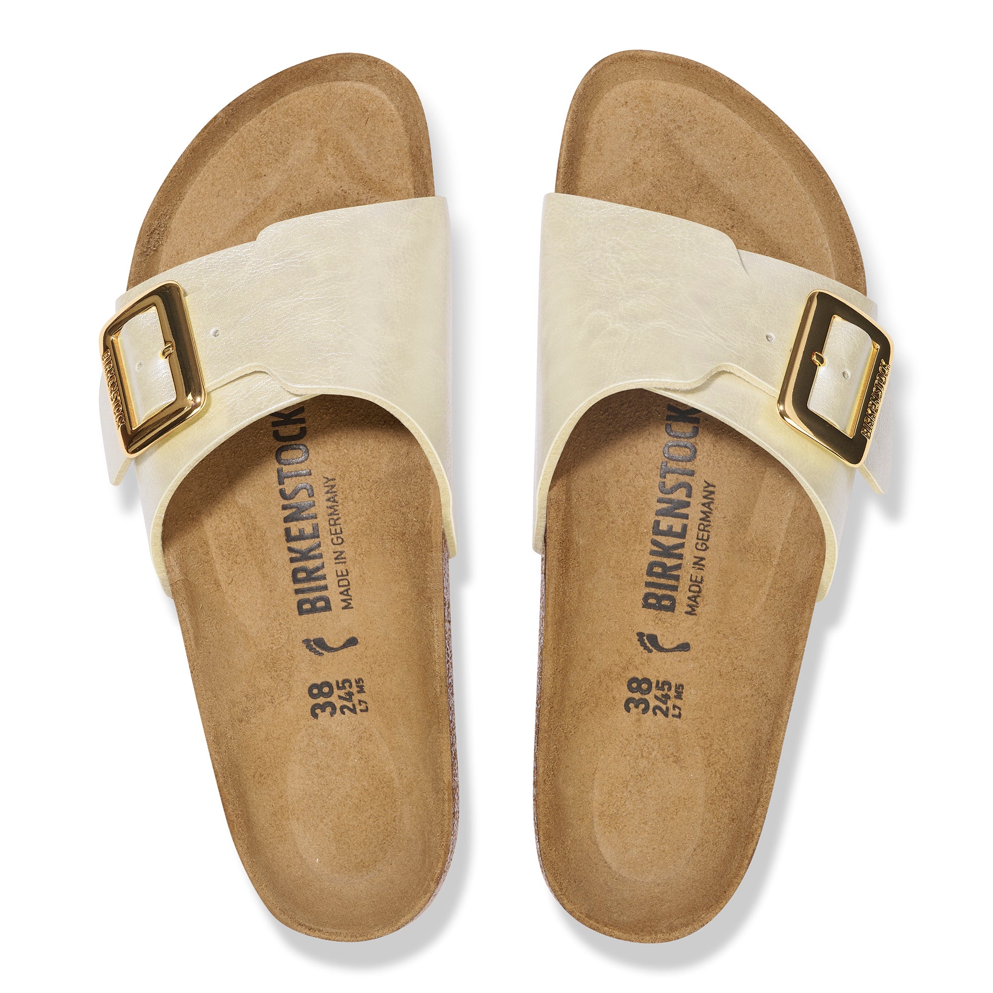 Birkenstock Catalina Luxe Buckle graceful pearl white Birko-Flor