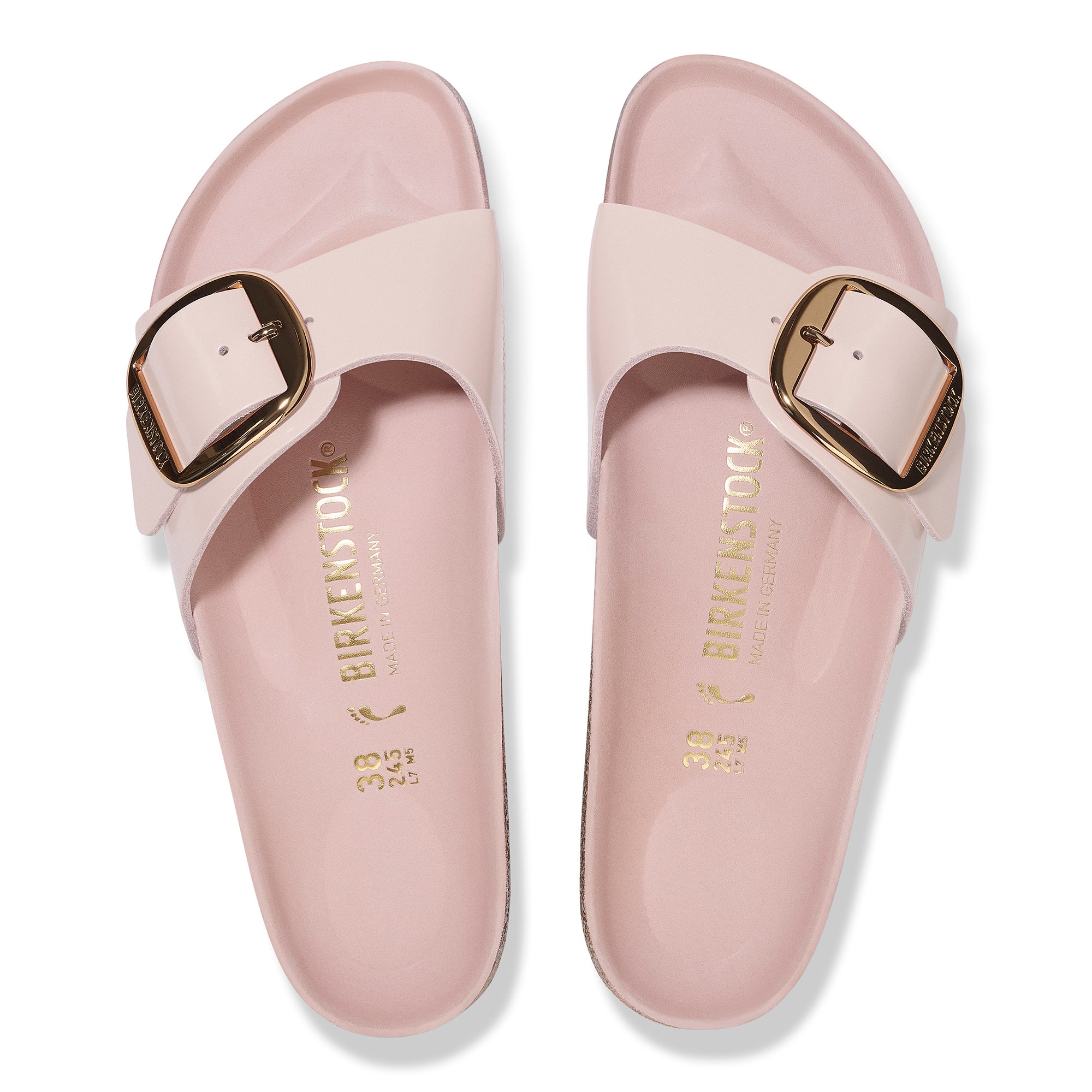 Birkenstock Madrid Big Buckle high shine light rose leather
