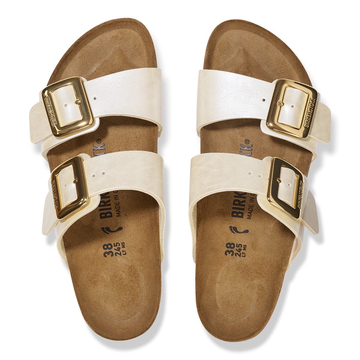 Birkenstock Sydney Luxe Buckle graceful pearl white Birko-Flor