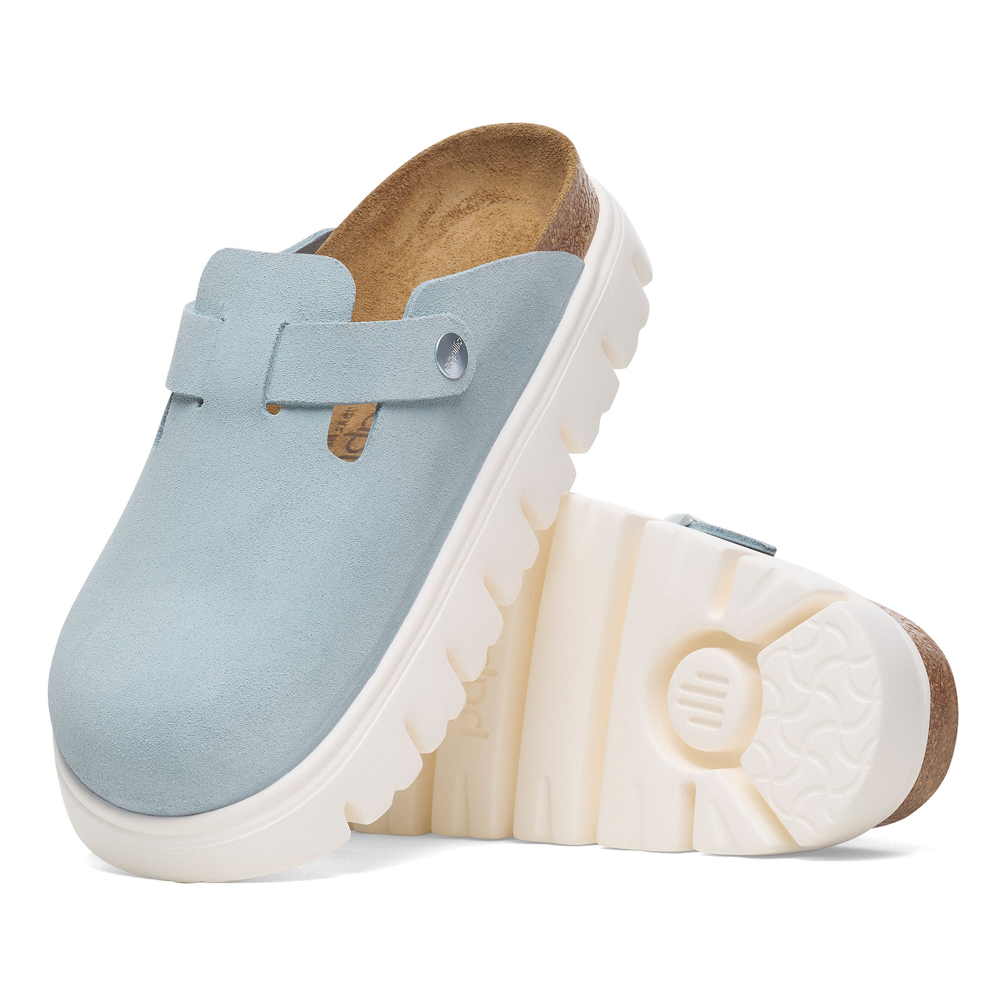 Papillio Boston Chunky baby blue suede by Birkenstock