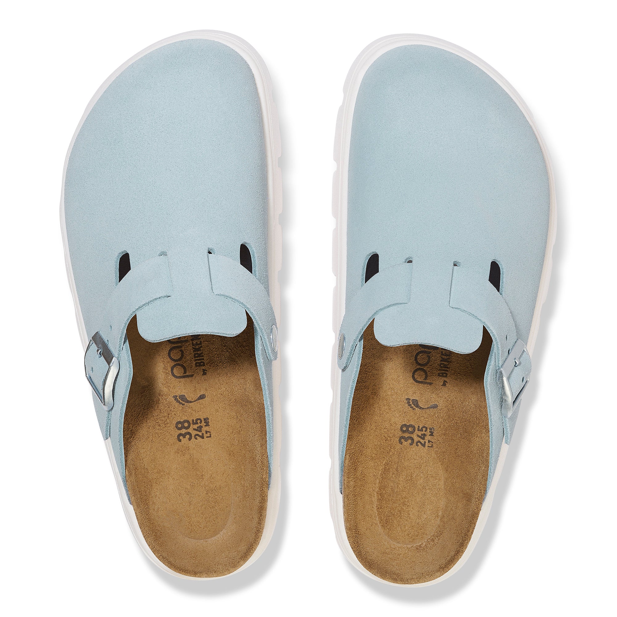 Papillio Boston Chunky baby blue suede by Birkenstock