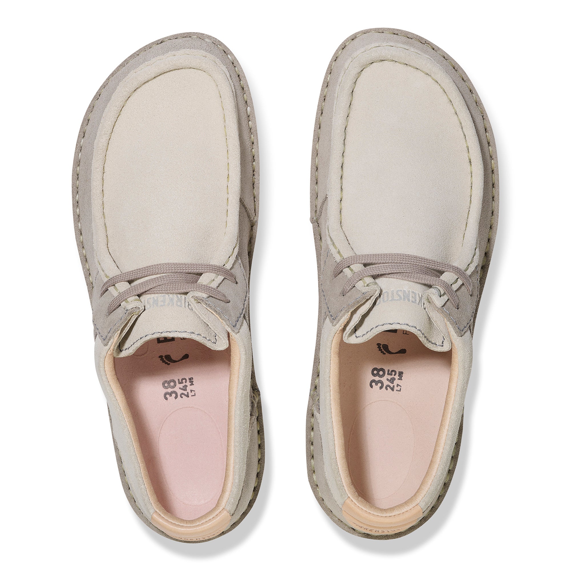 Birkenstock Pasadena stone coin/antique white suede
