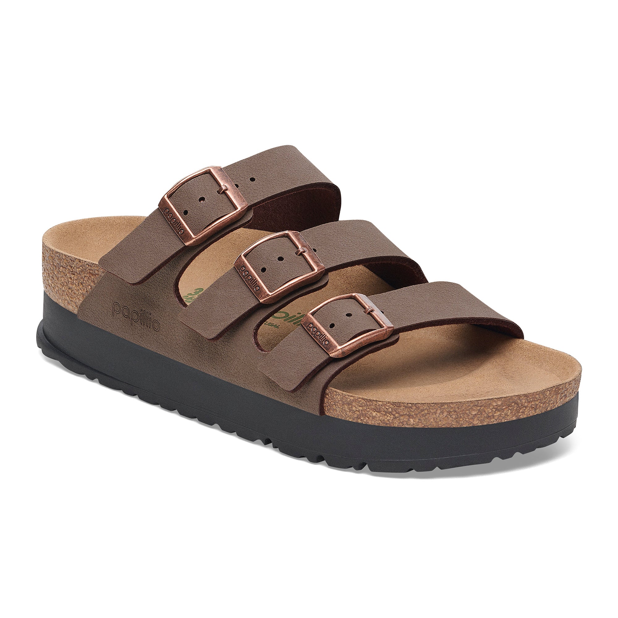 Papillio Florida Platform Vegan mocha Birkibuc by Birkenstock