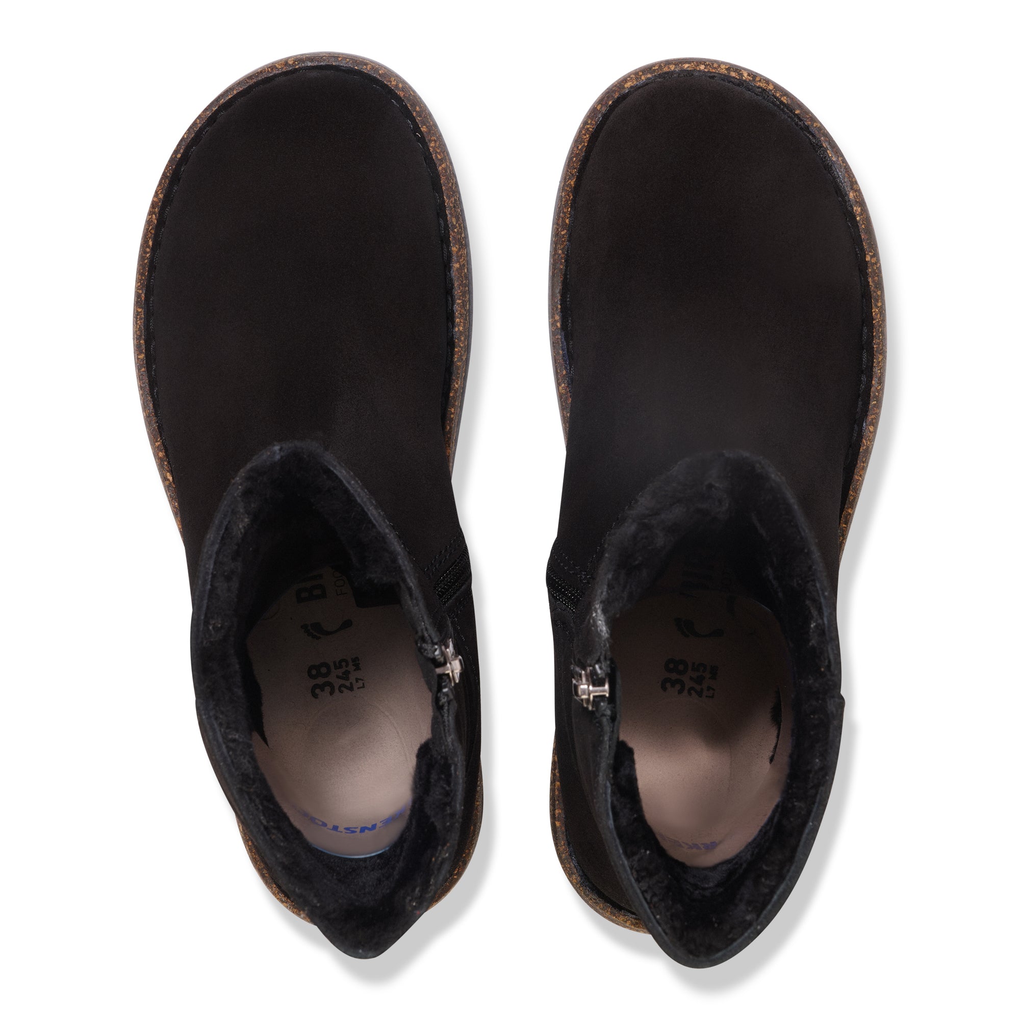 Birkenstock Uppsala Zip black suede/black shearling