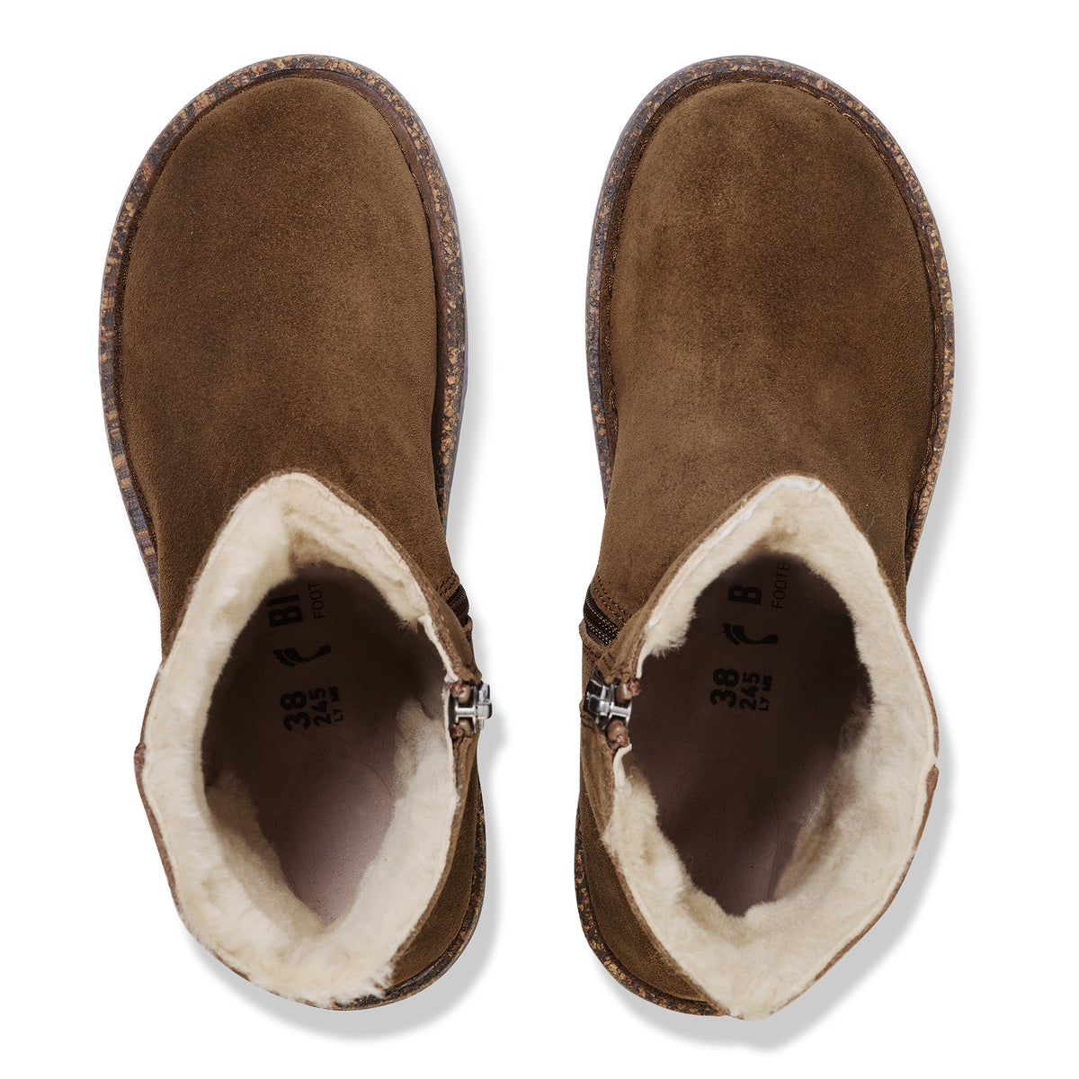 Birkenstock Uppsala Zip Shearling dark tea suede/natural shearling