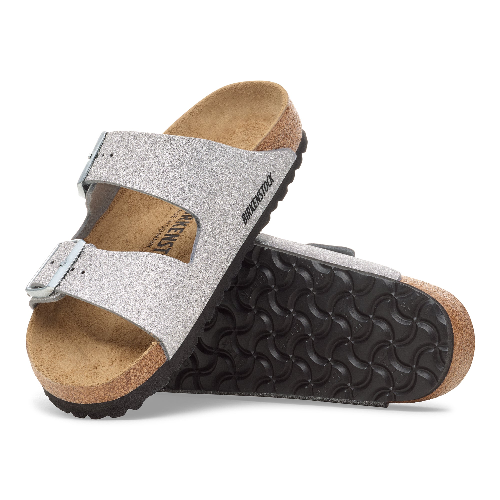 Birkenstock Arizona shiny glitter silver Birko-Flor