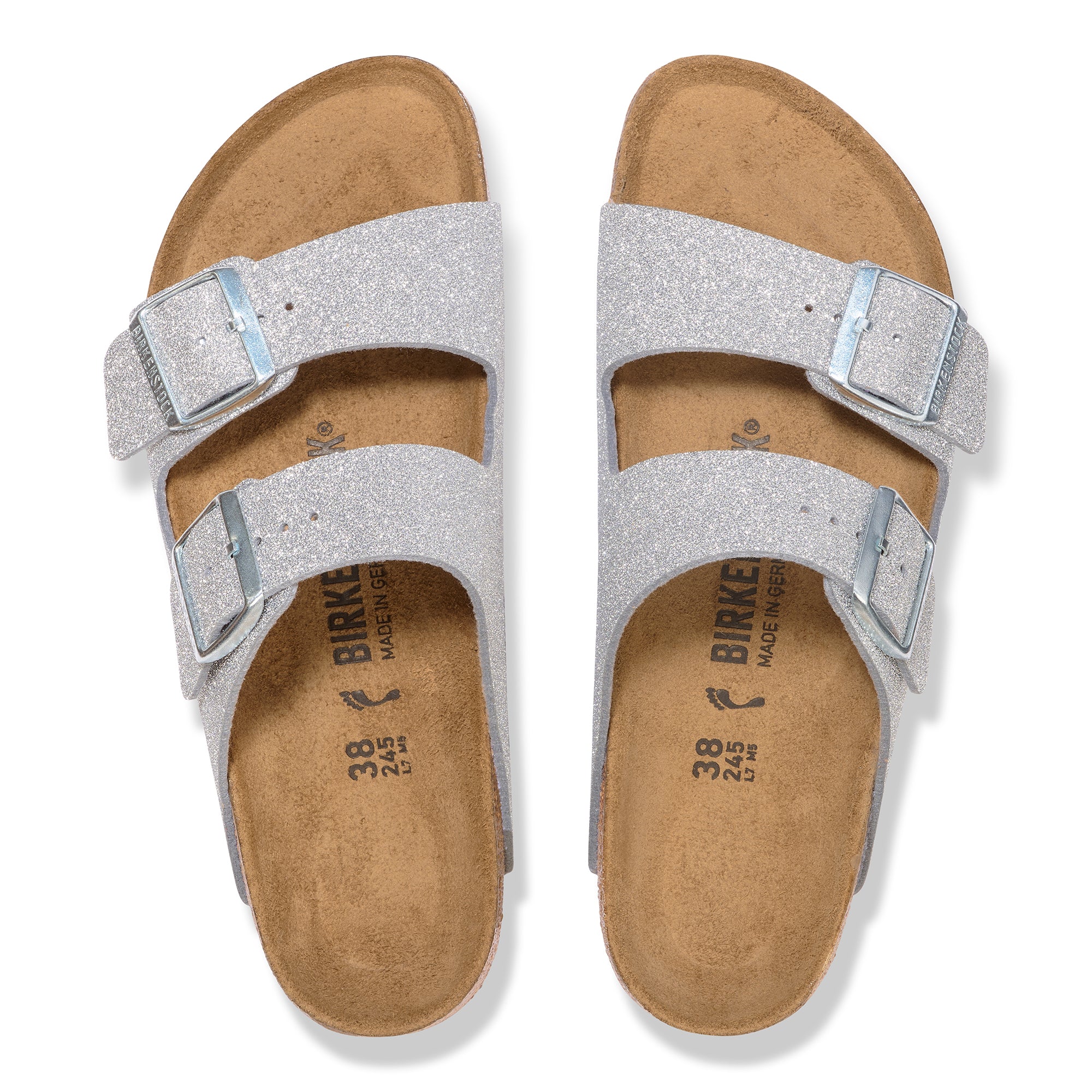 Birkenstock Arizona shiny glitter silver Birko-Flor