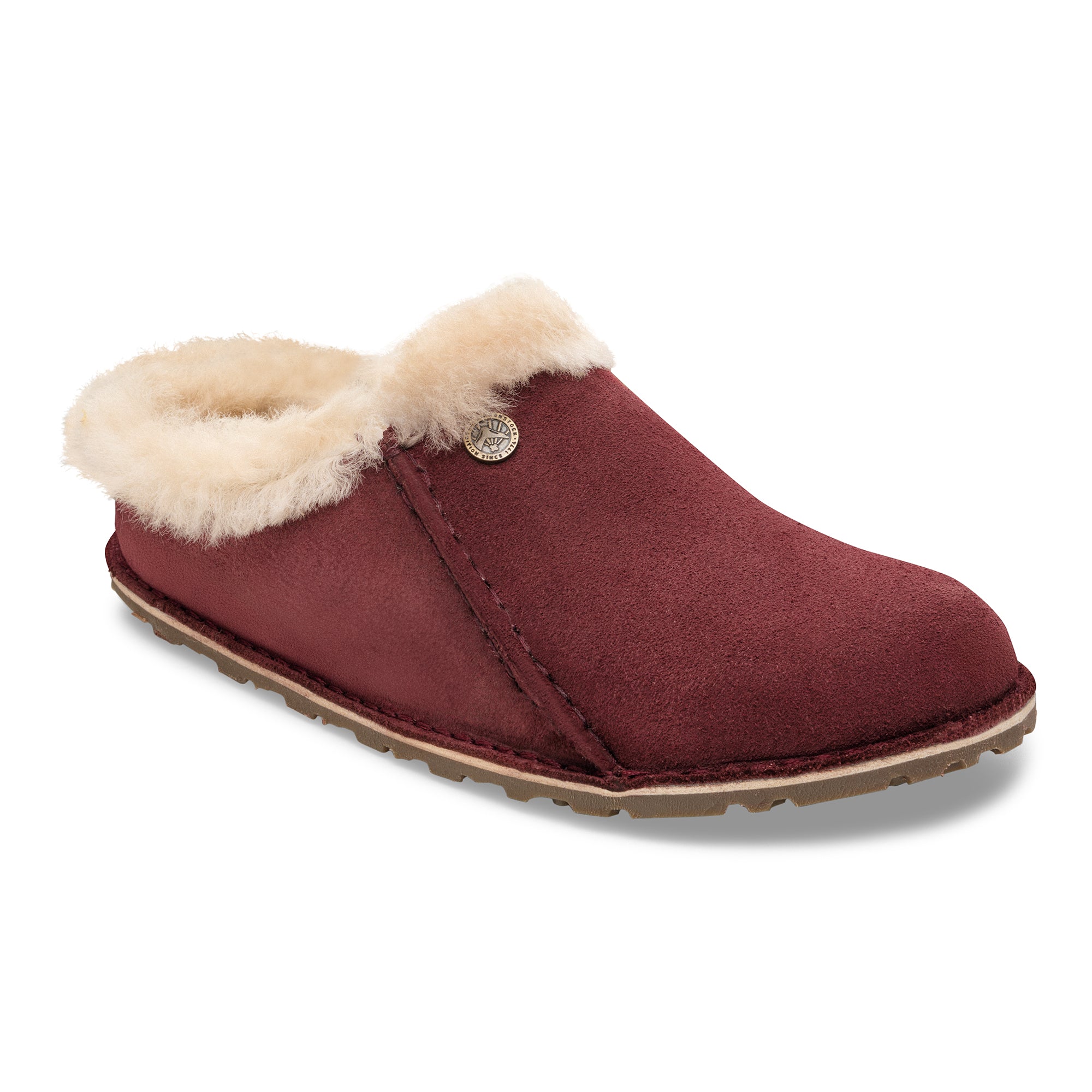 Birkenstock Zermatt Premium zinfandel suede/natural shearling with rubber/cork sole