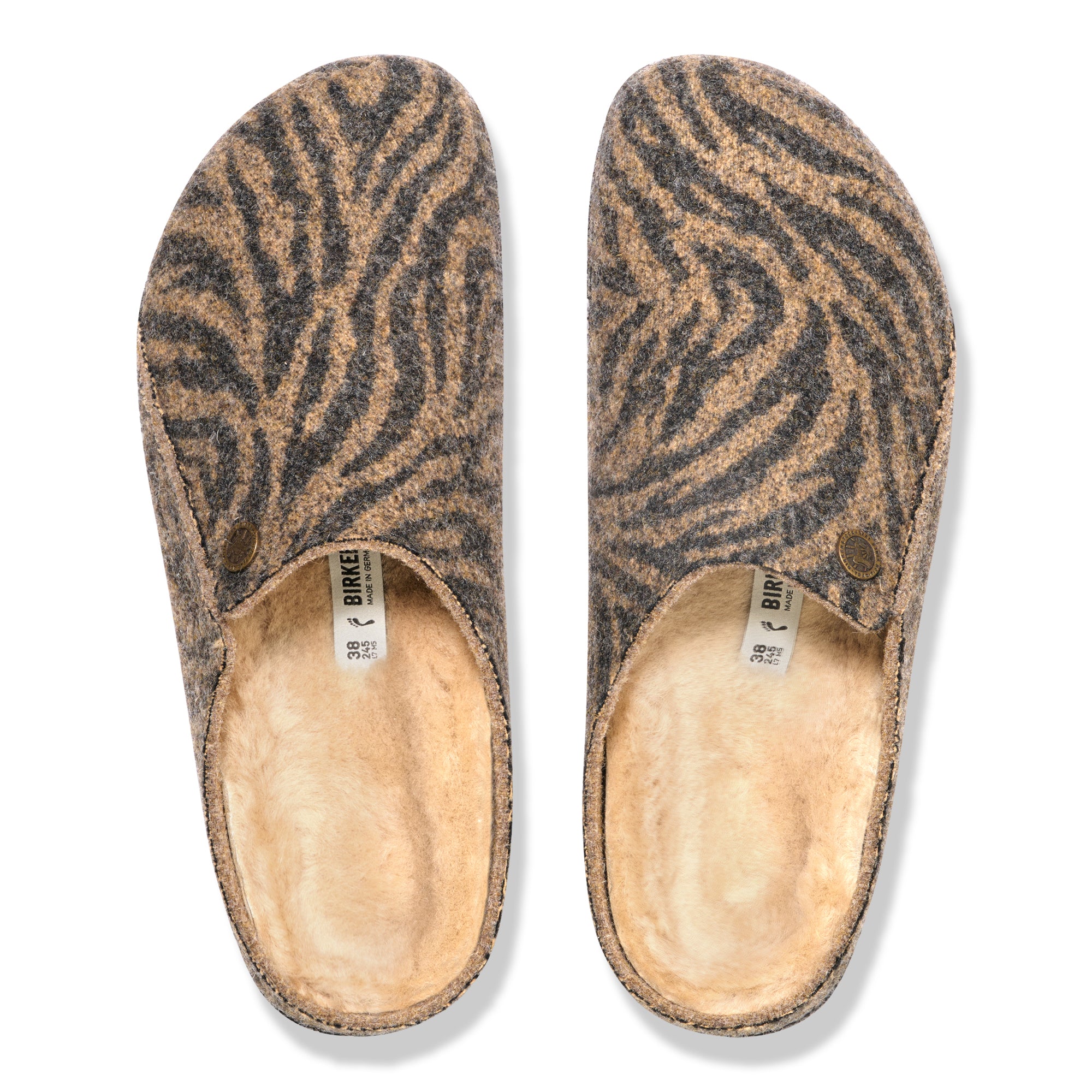 Birkenstock Zermatt Shearling zebra toffee wool/natural shearling