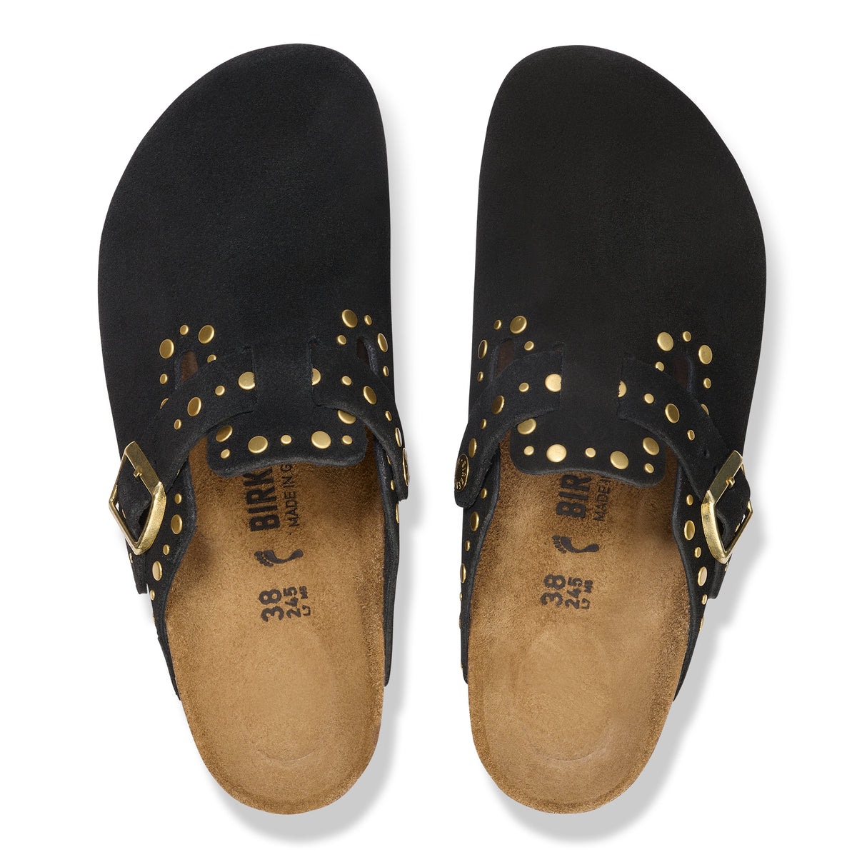 Birkenstock Boston Rivets black suede