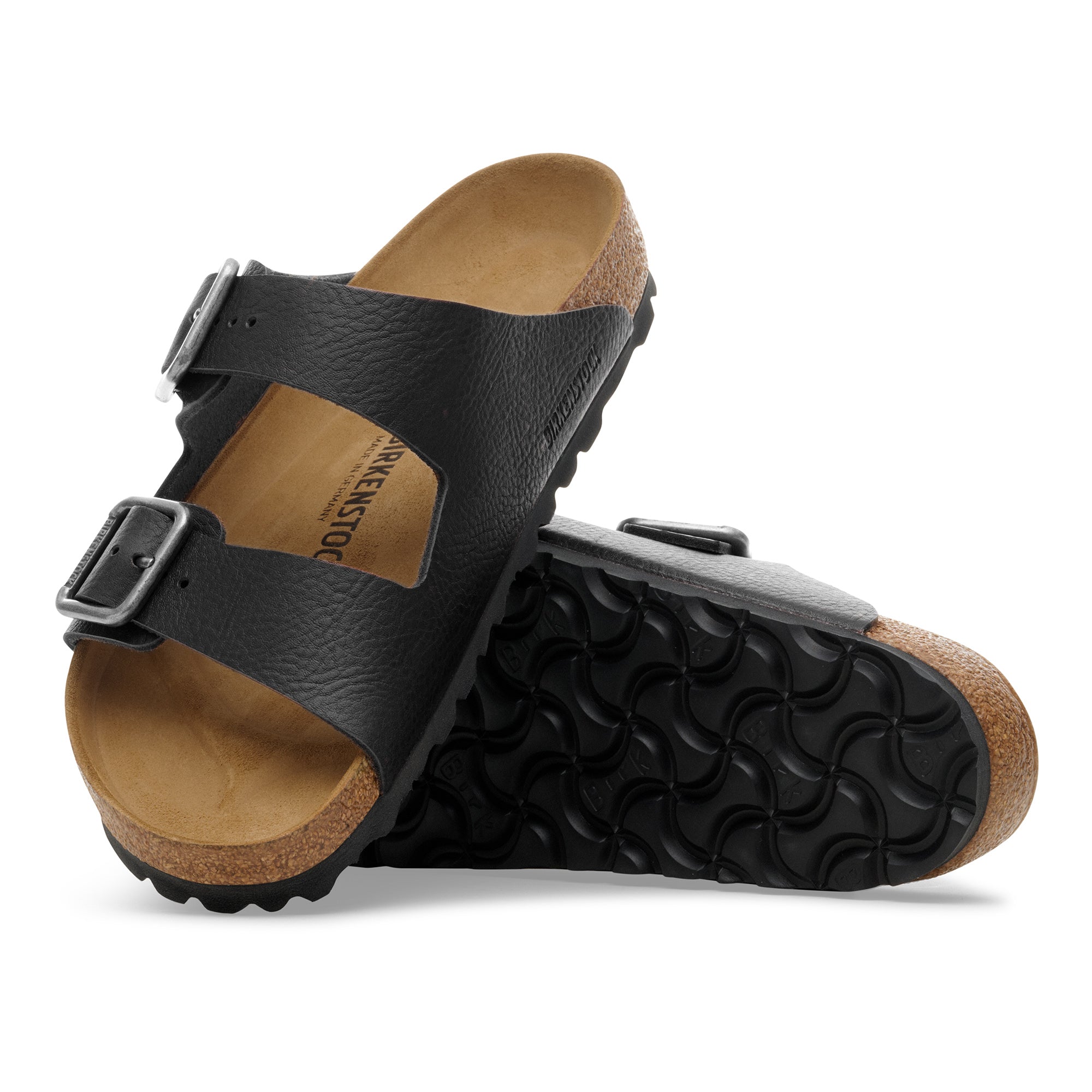 Birkenstock Arizona Wire Buckle vintage wood black leather