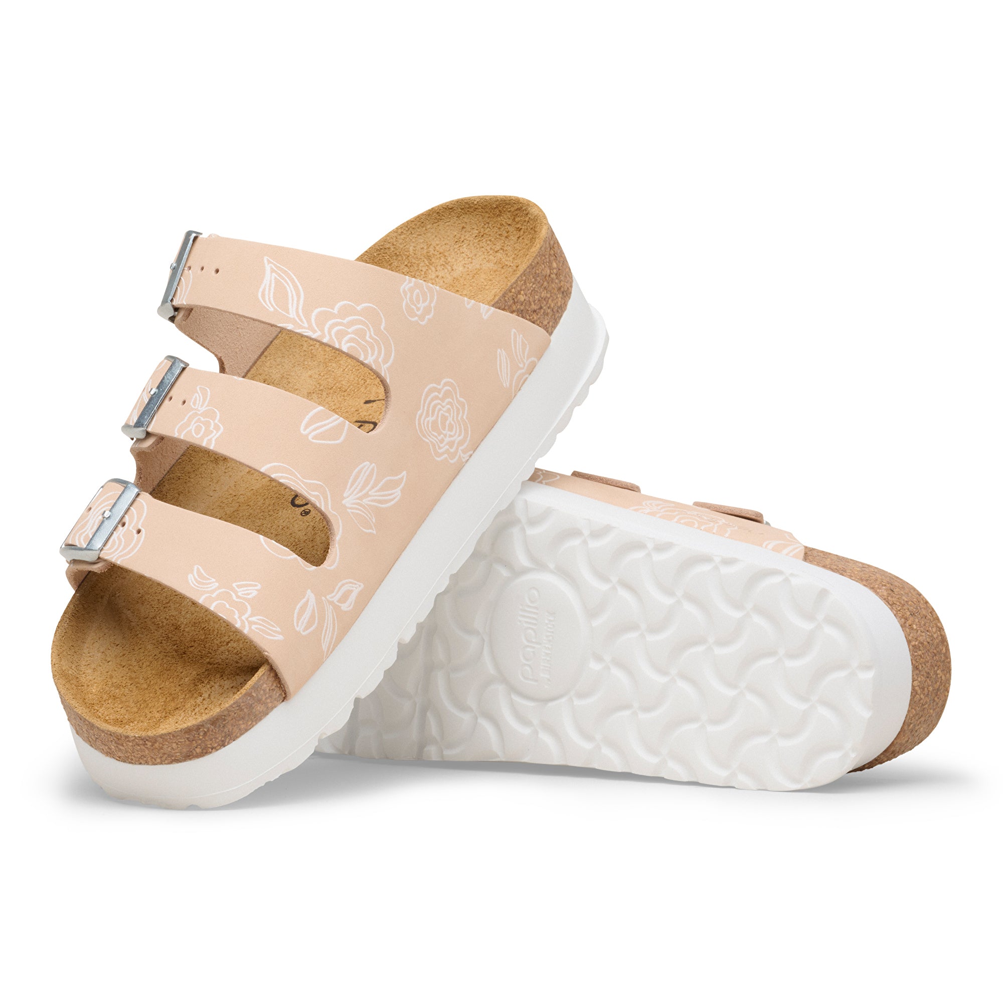 Papillio Florida Platform flower print light rose nubuck by Birkenstock