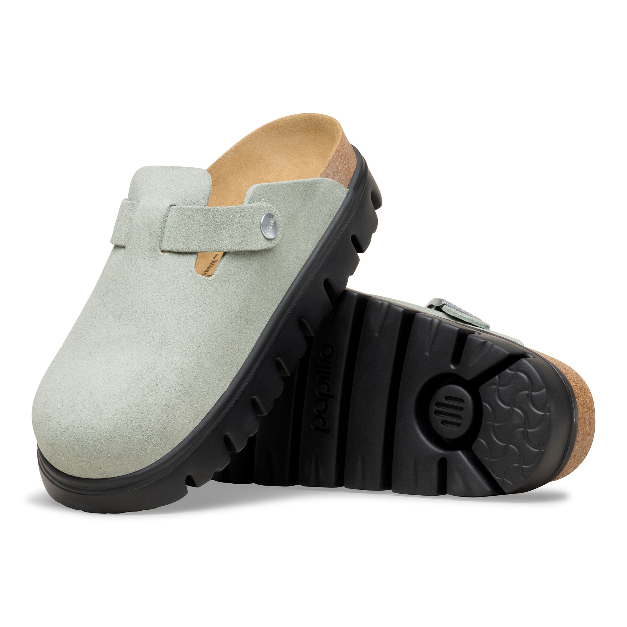 Papillio Boston Chunky pure sage suede by Birkenstock