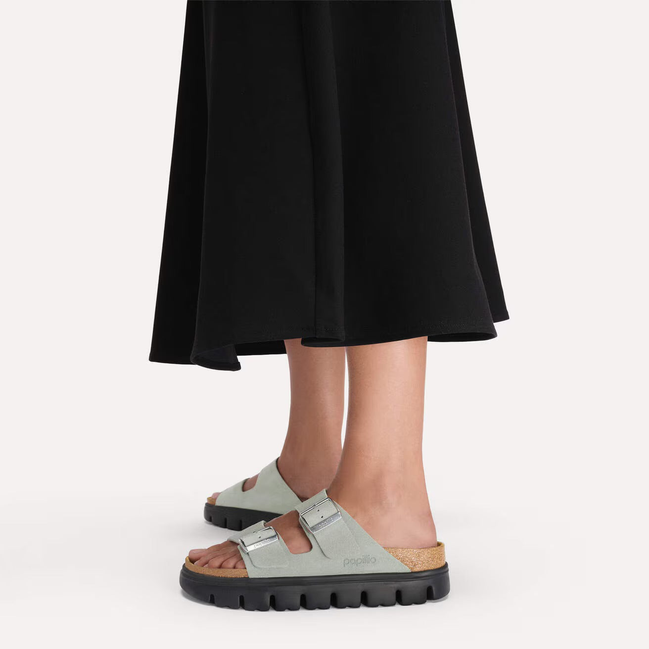 Papillio Arizona Chunky pure sage suede by Birkenstock