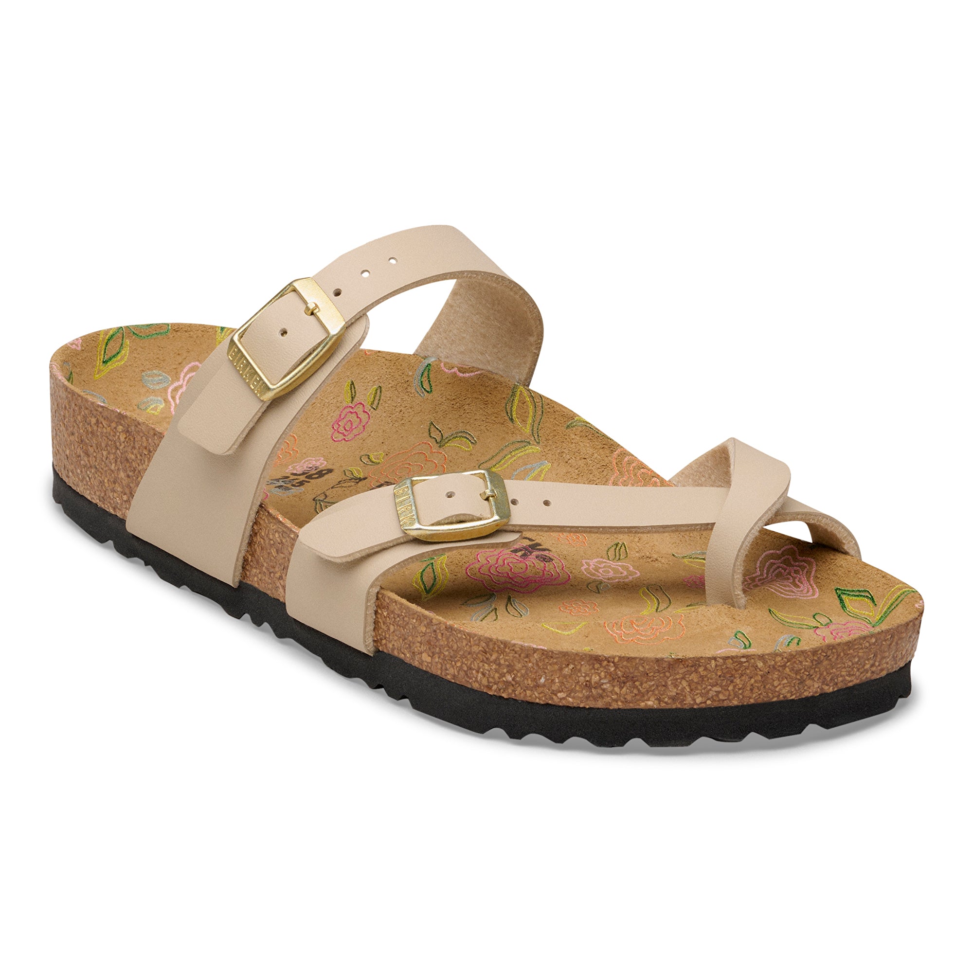 Birkenstock Mayari flower print footbed sandcastle Birko-Flor