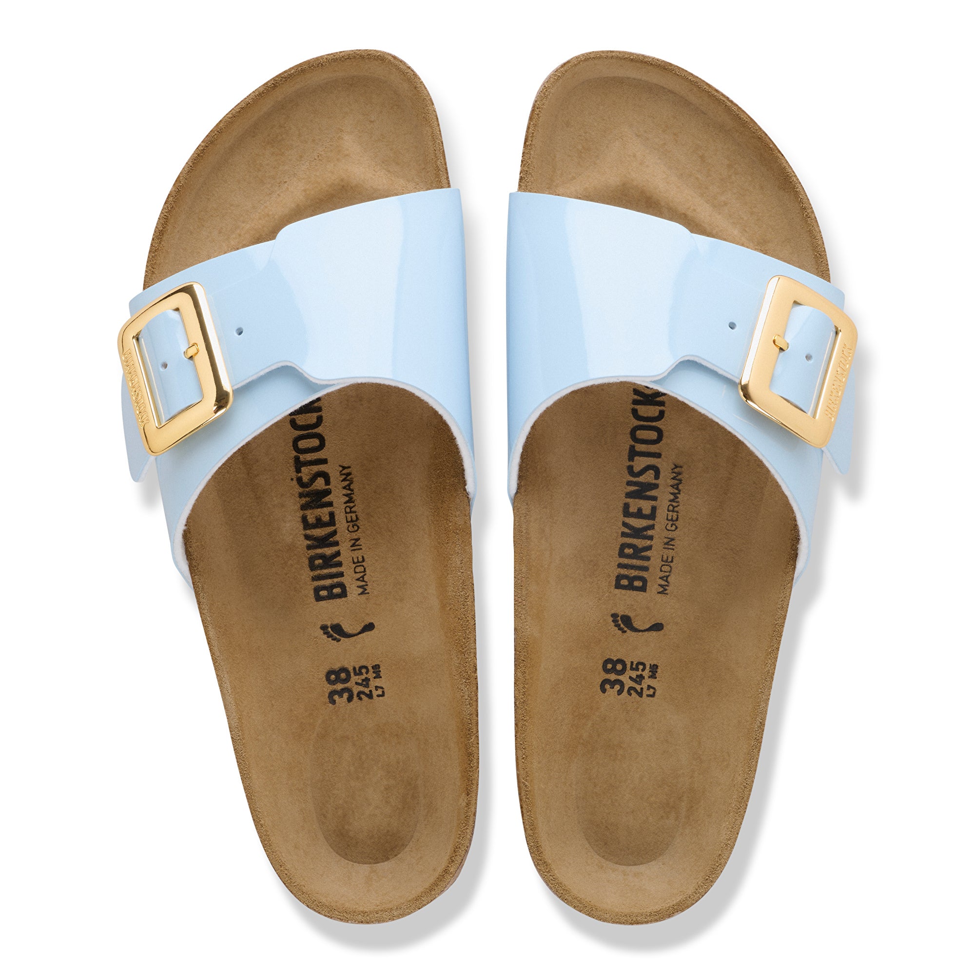 Birkenstock Catalina Luxe Buckle patent baby blue Birko-Flor