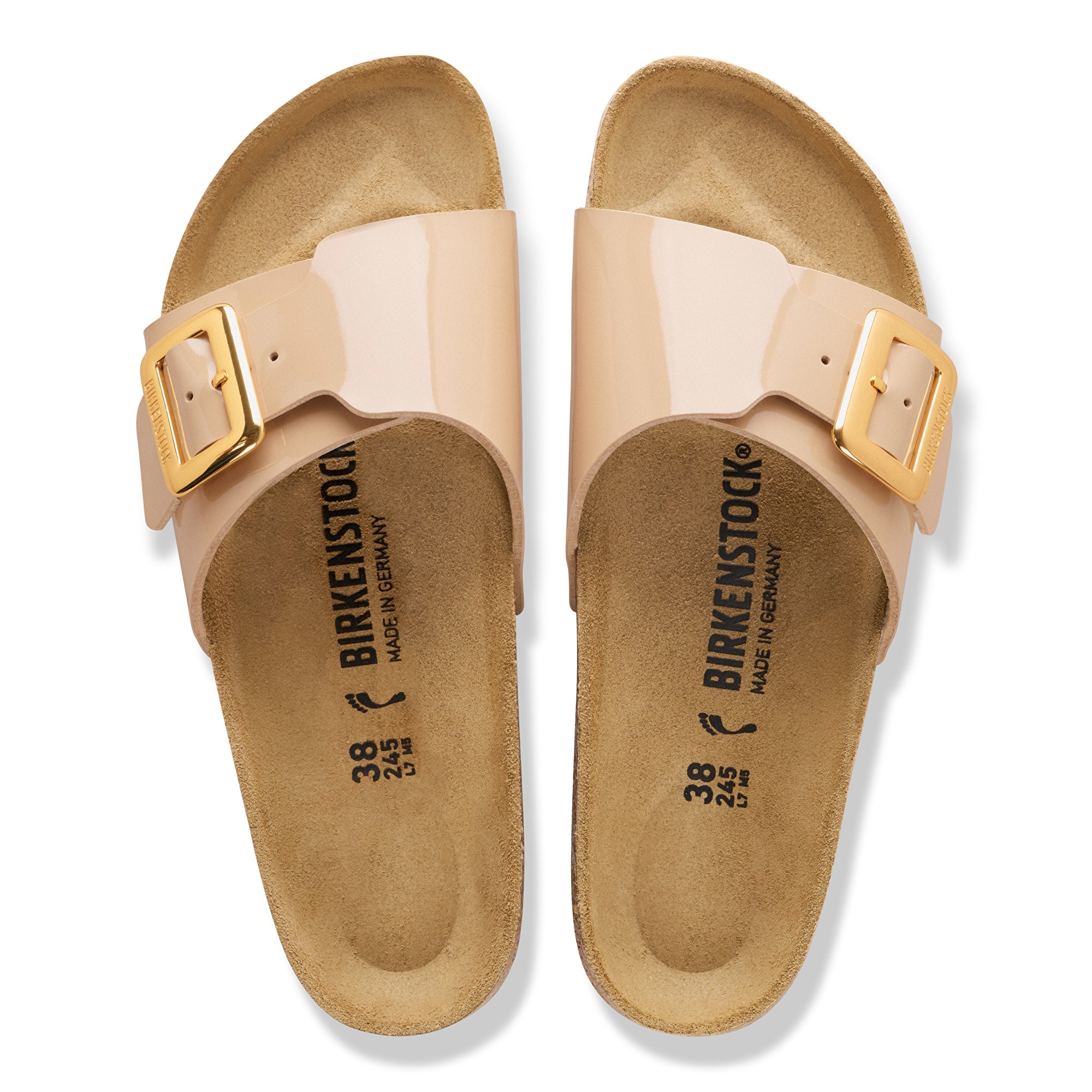 Birkenstock Catalina Luxe Buckle patent sand Birko-Flor