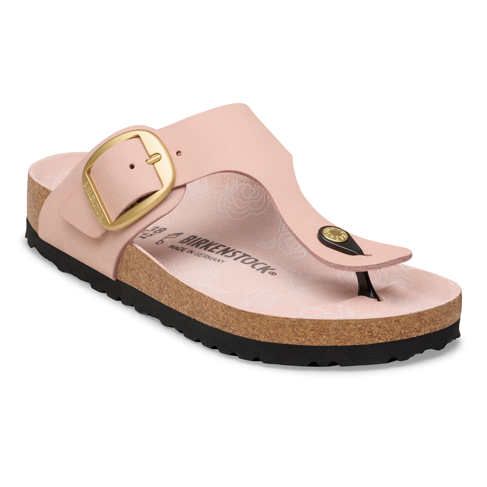 Birkenstock Gizeh Big Buckle flower print footbed soft pink nubuck