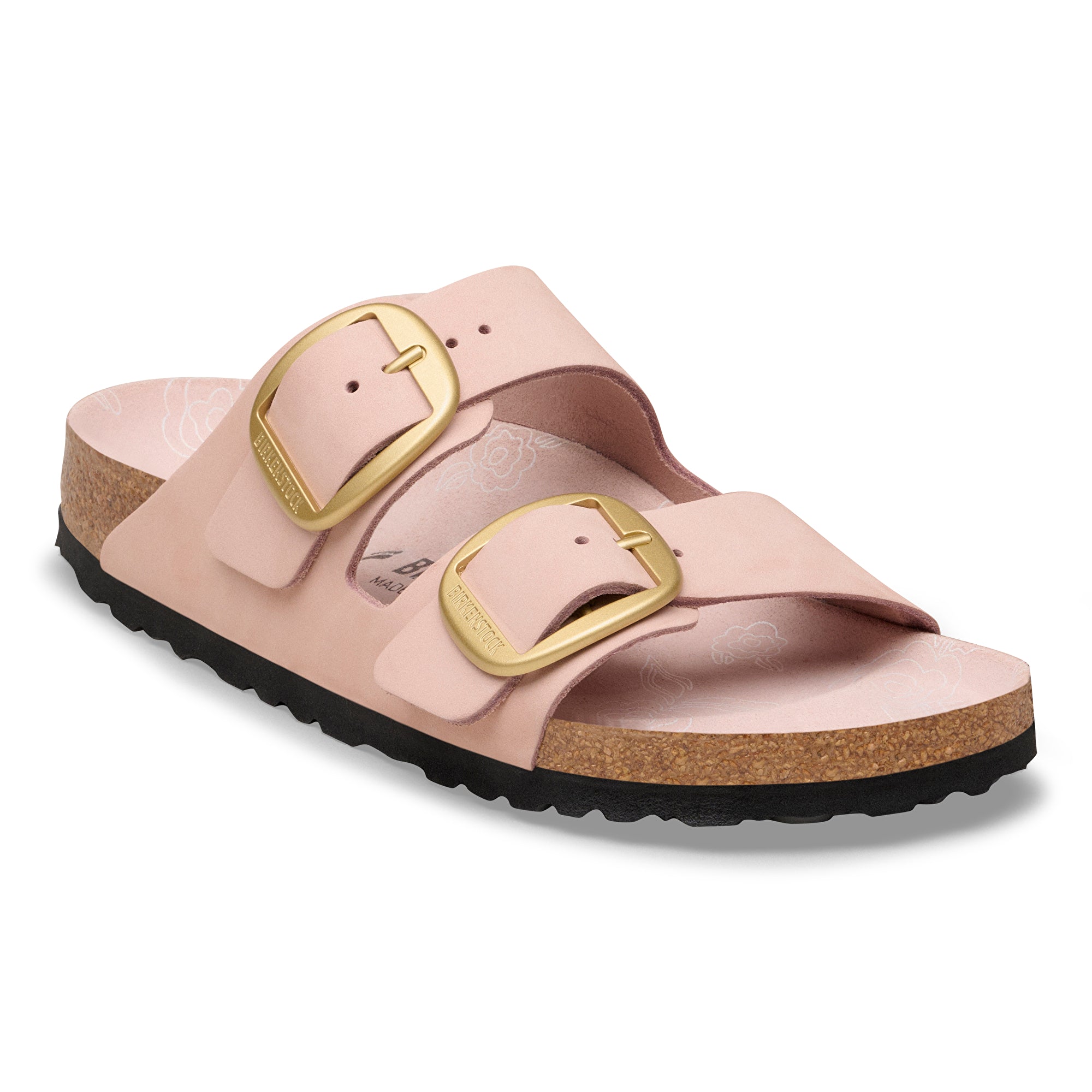 Birkenstock Arizona Big Buckle flower print footbed soft pink nubuck