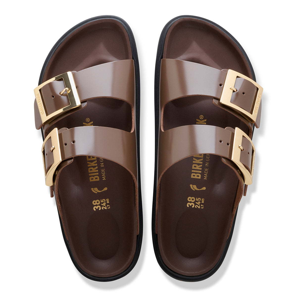 Birkenstock Arizona Droplet Buckle high shine carafe leather