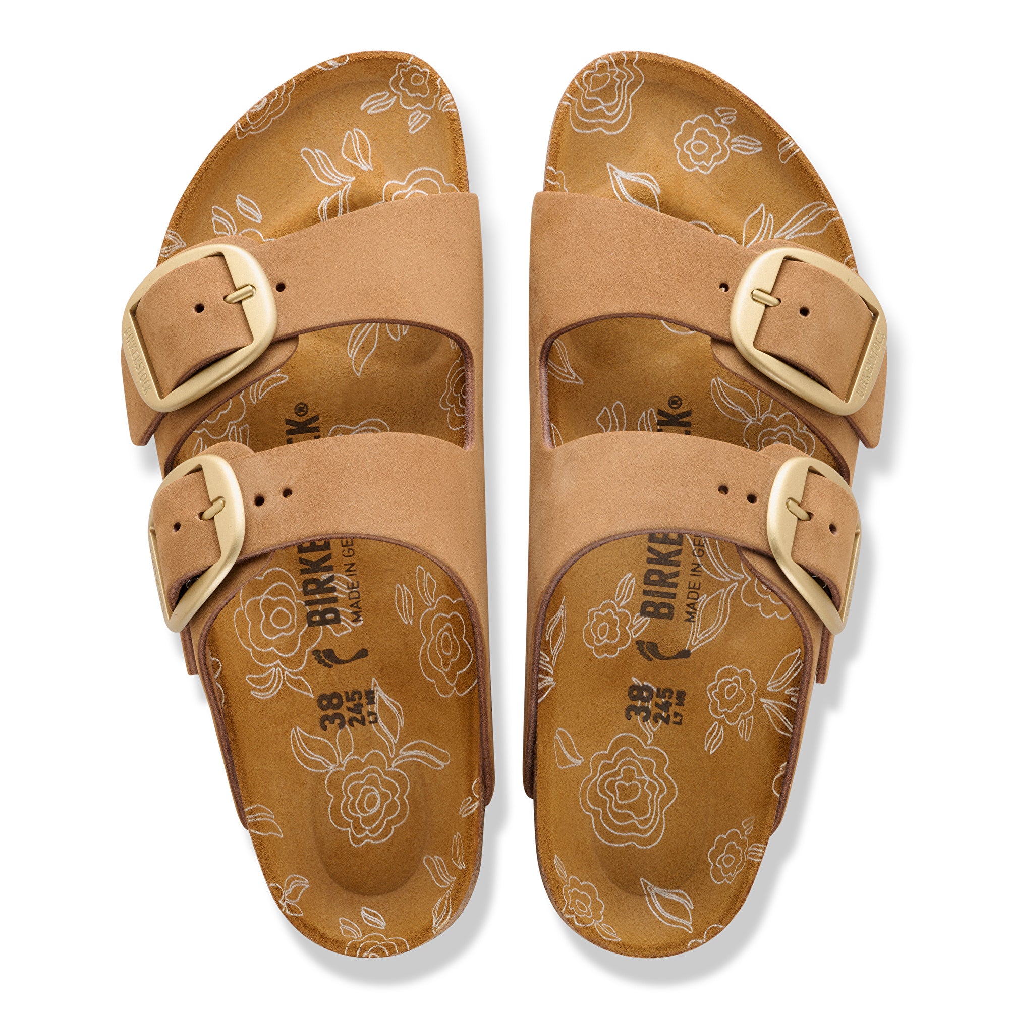Birkenstock Arizona Big Buckle flower print footbed mink nubuck