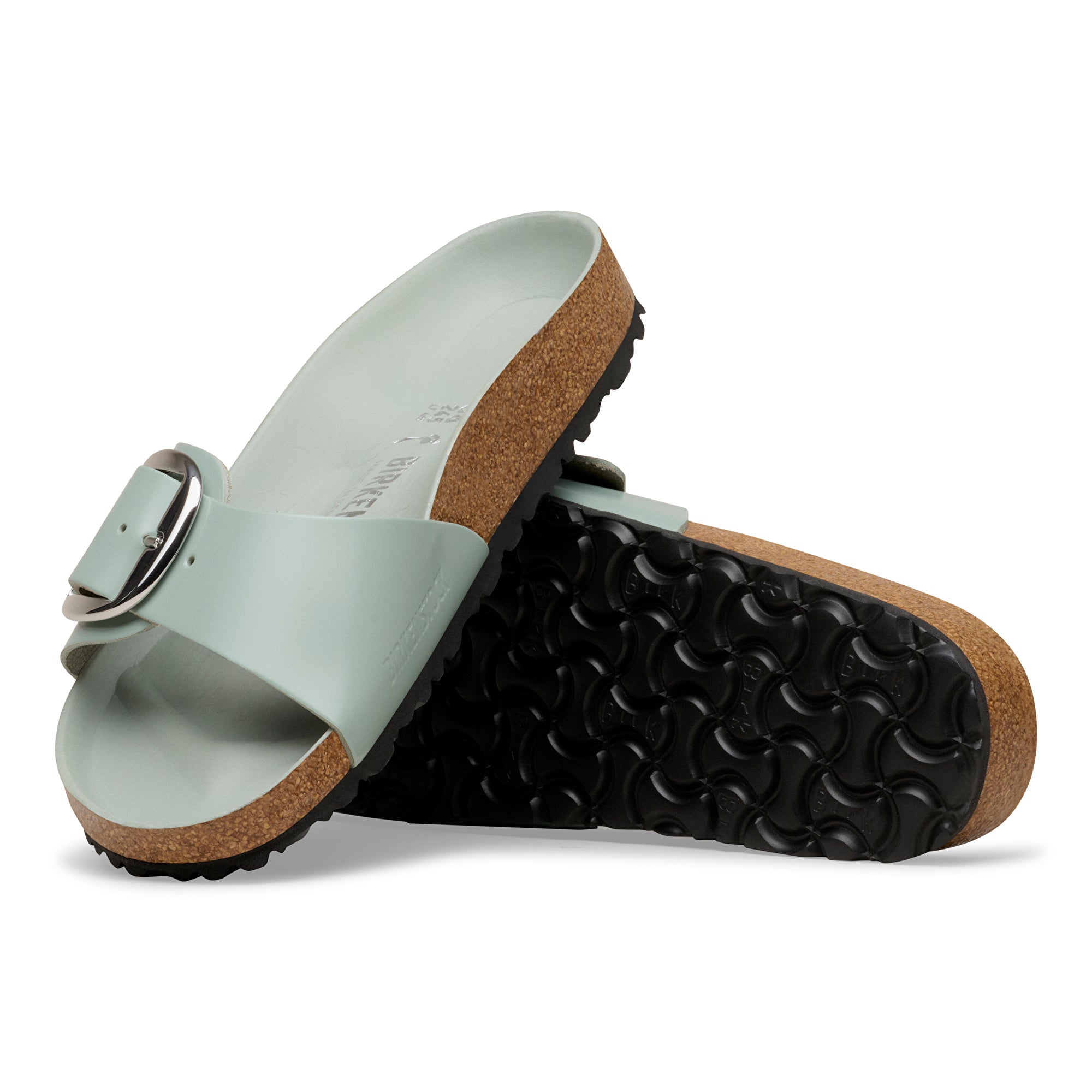 Birkenstock Madrid Big Buckle high shine pure sage leather