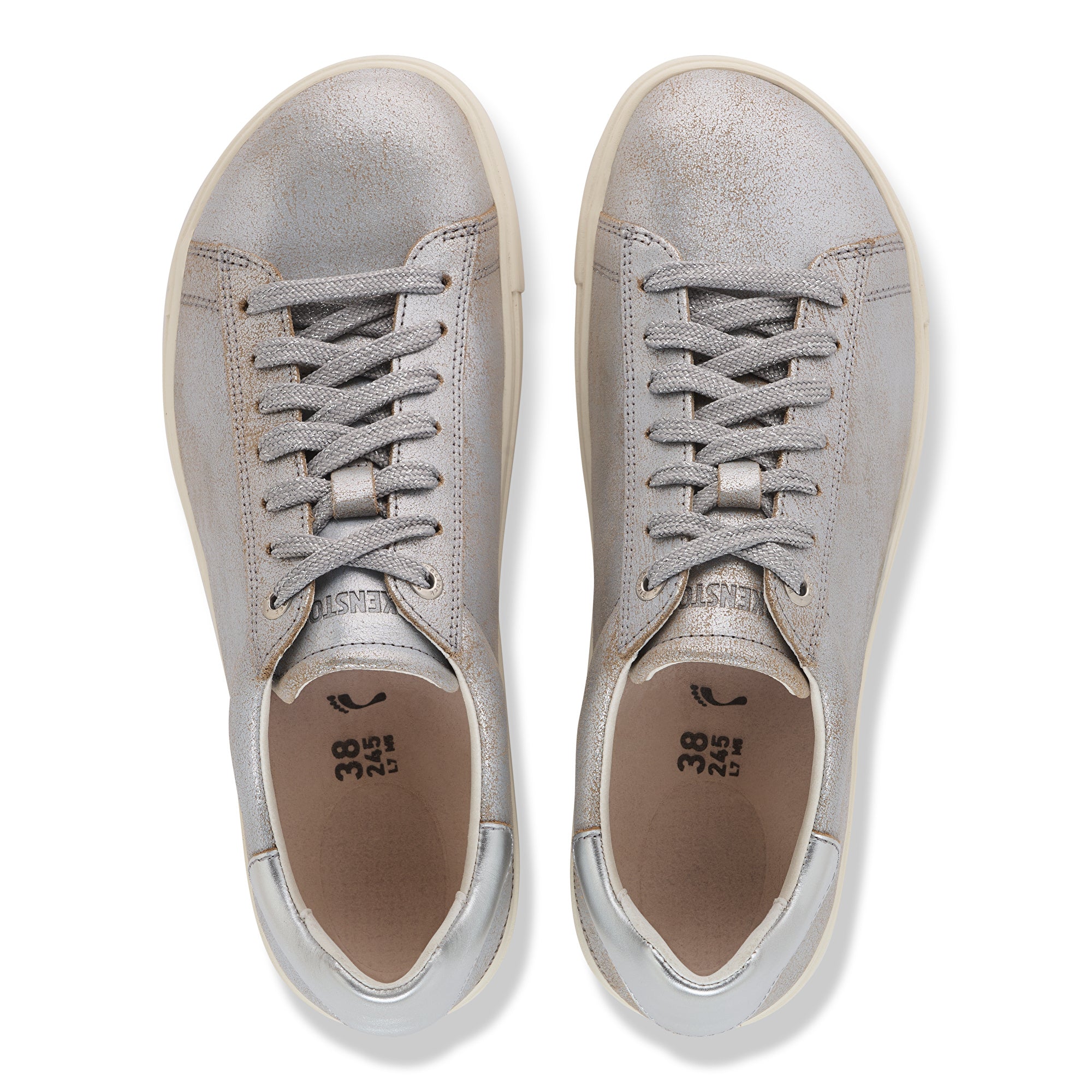 Birkenstock Bend Low washed metallic silver leather