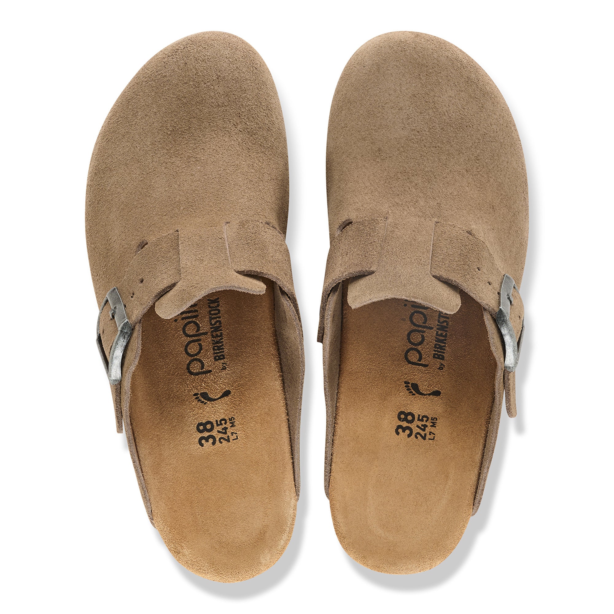 Papillio Fanny gray taupe suede/black sole by Birkenstock