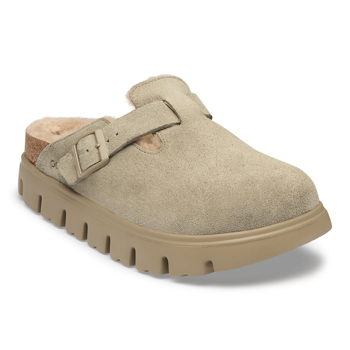 Papillio Boston Chunky Shearling taupe suede tonal/sandcastle shearling by Birkenstock