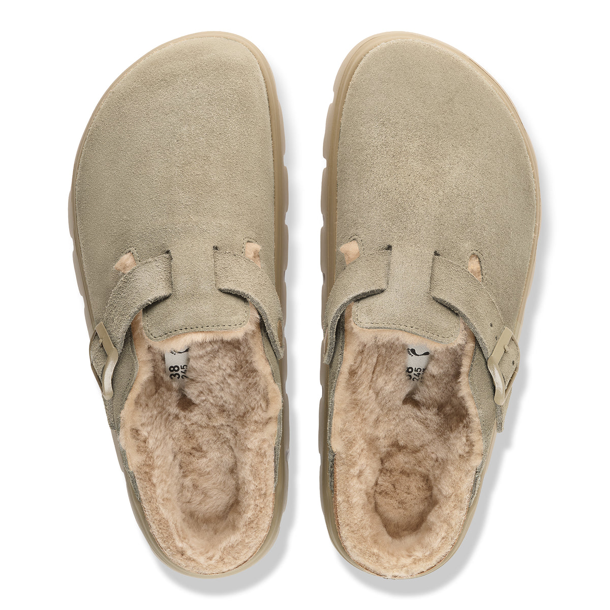 Papillio Boston Chunky Shearling taupe suede tonal/sandcastle shearling by Birkenstock