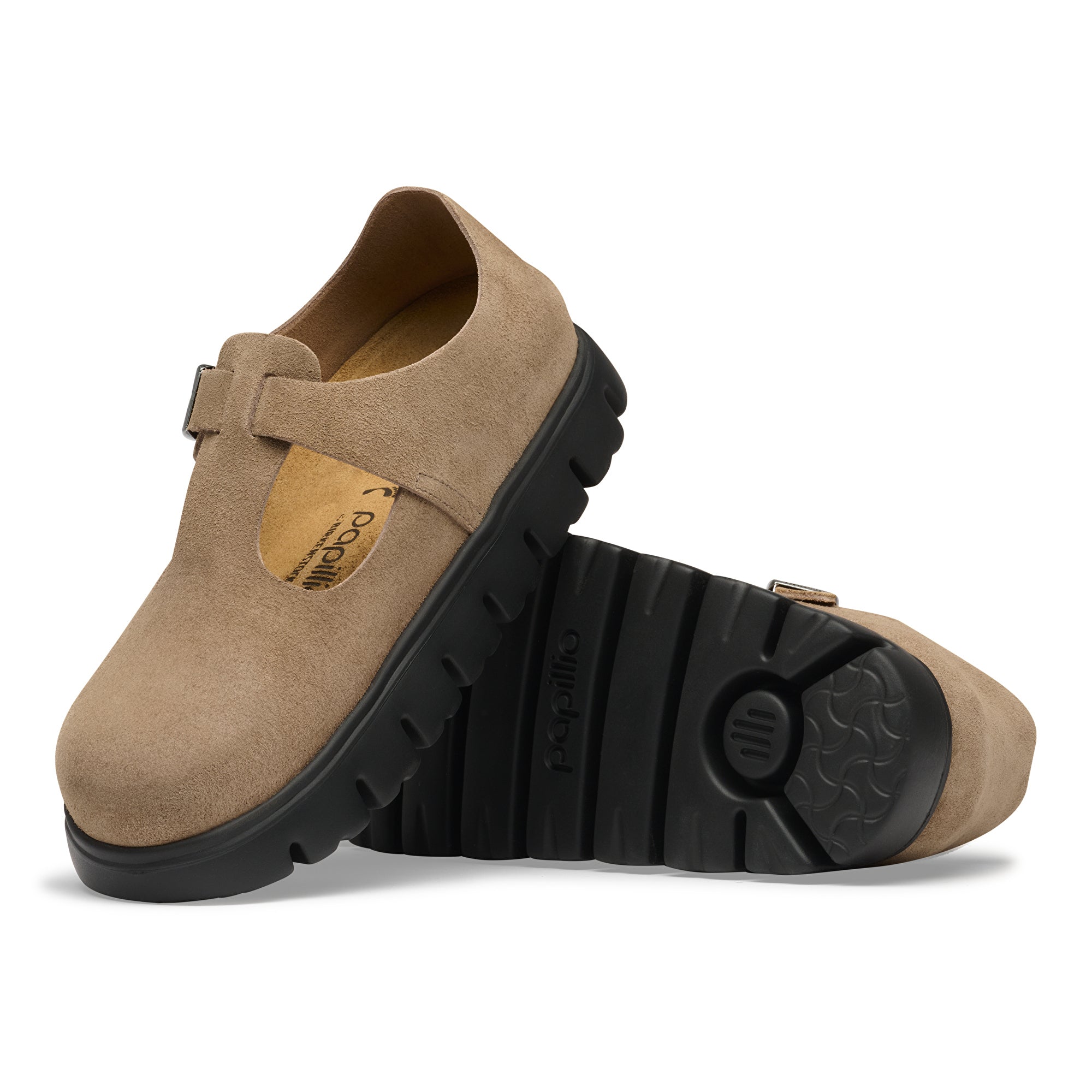Papillio Paris Chunky gray taupe suede by Birkenstock