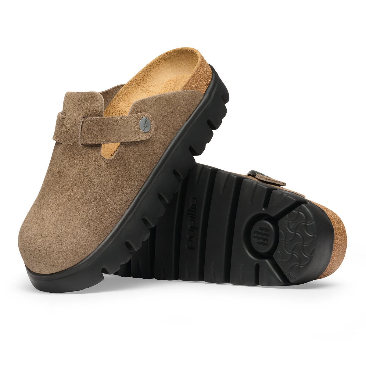 Papillio Boston Chunky gray taupe suede by Birkenstock