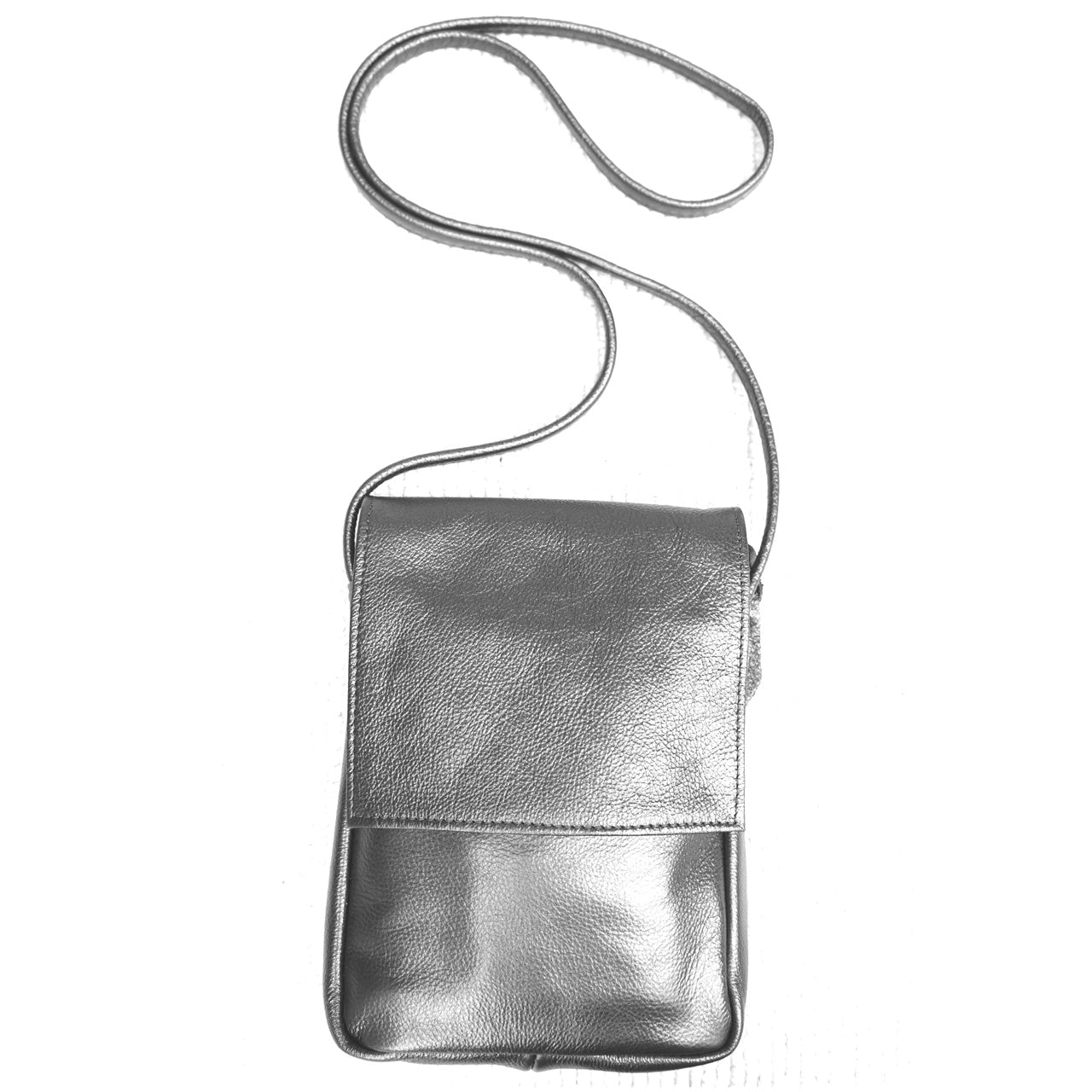 SVEN Style No. 109 Crossbody/ Shoulder Bag metallic pewter leather