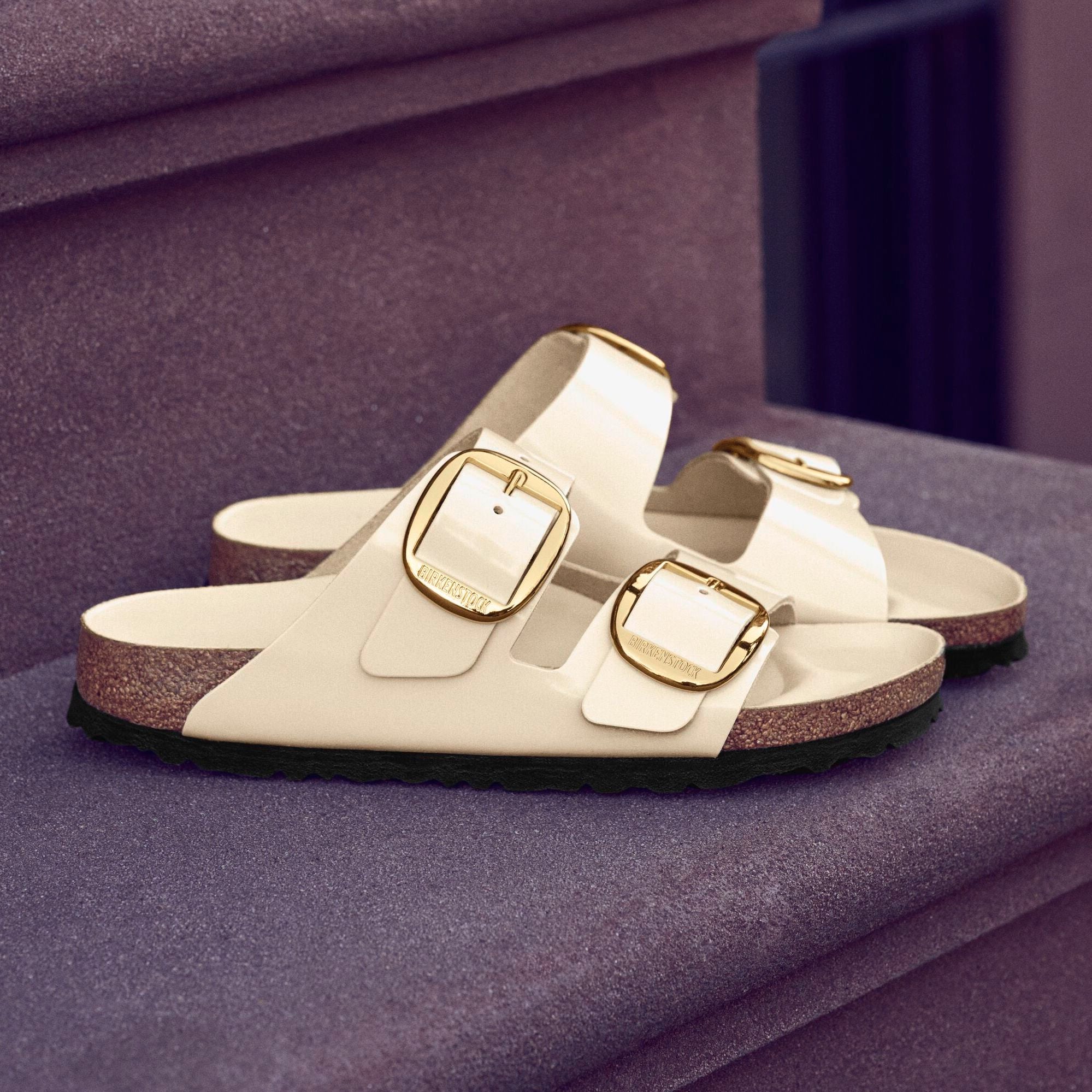 Birkenstock Arizona Big Buckle high shine ecru leather