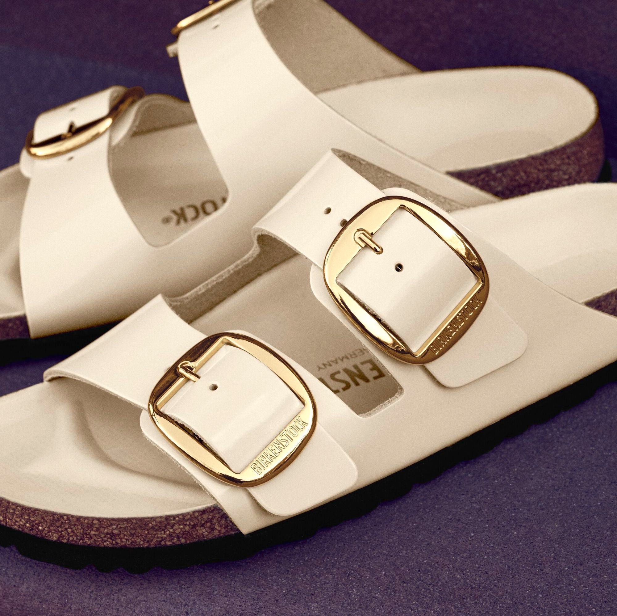 Birkenstock Arizona Big Buckle high shine ecru leather