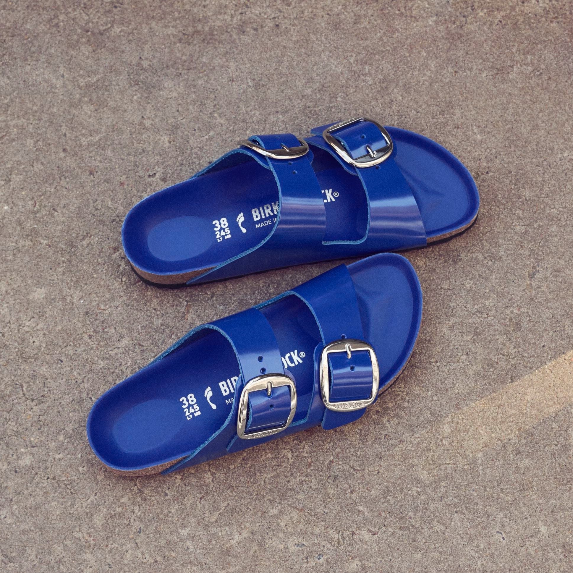 Birkenstock Limited Edition Arizona Big Buckle high shine cobalt blue leather