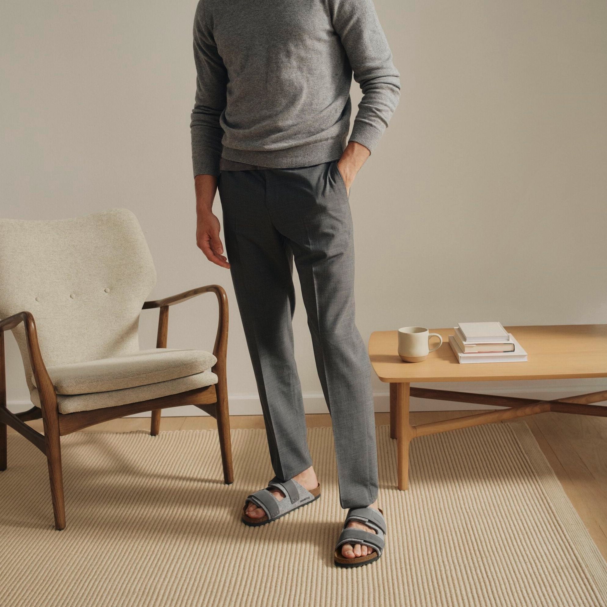 Birkenstock Uji light gray wool/iron oiled leather