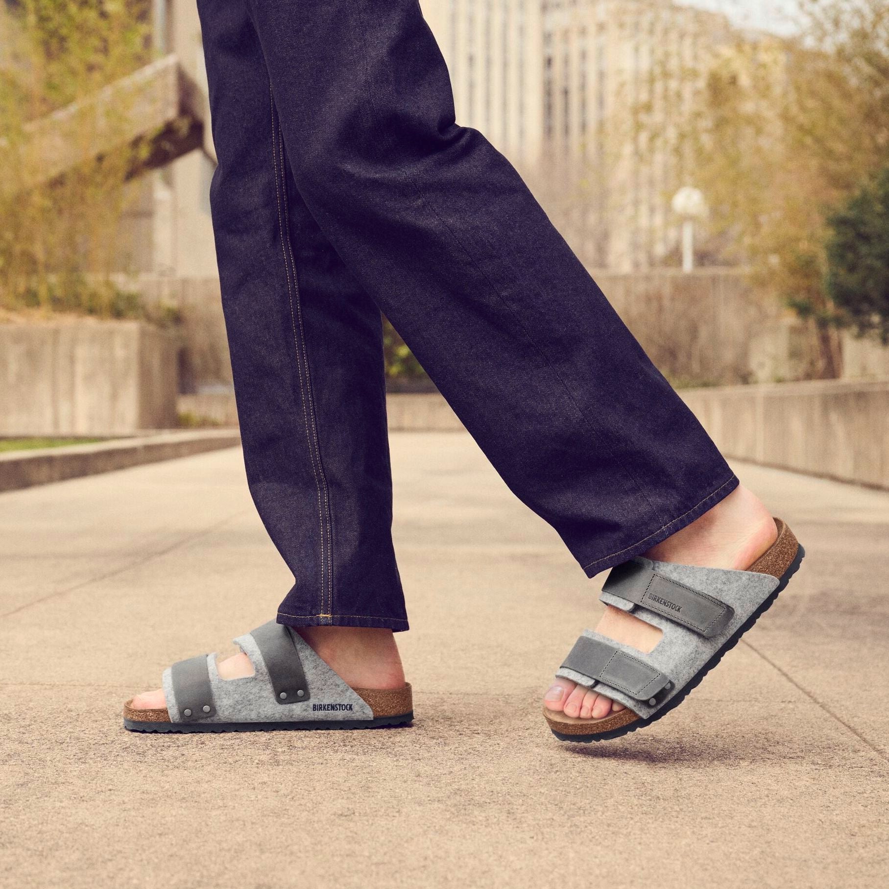 Birkenstock Uji light gray wool/iron oiled leather