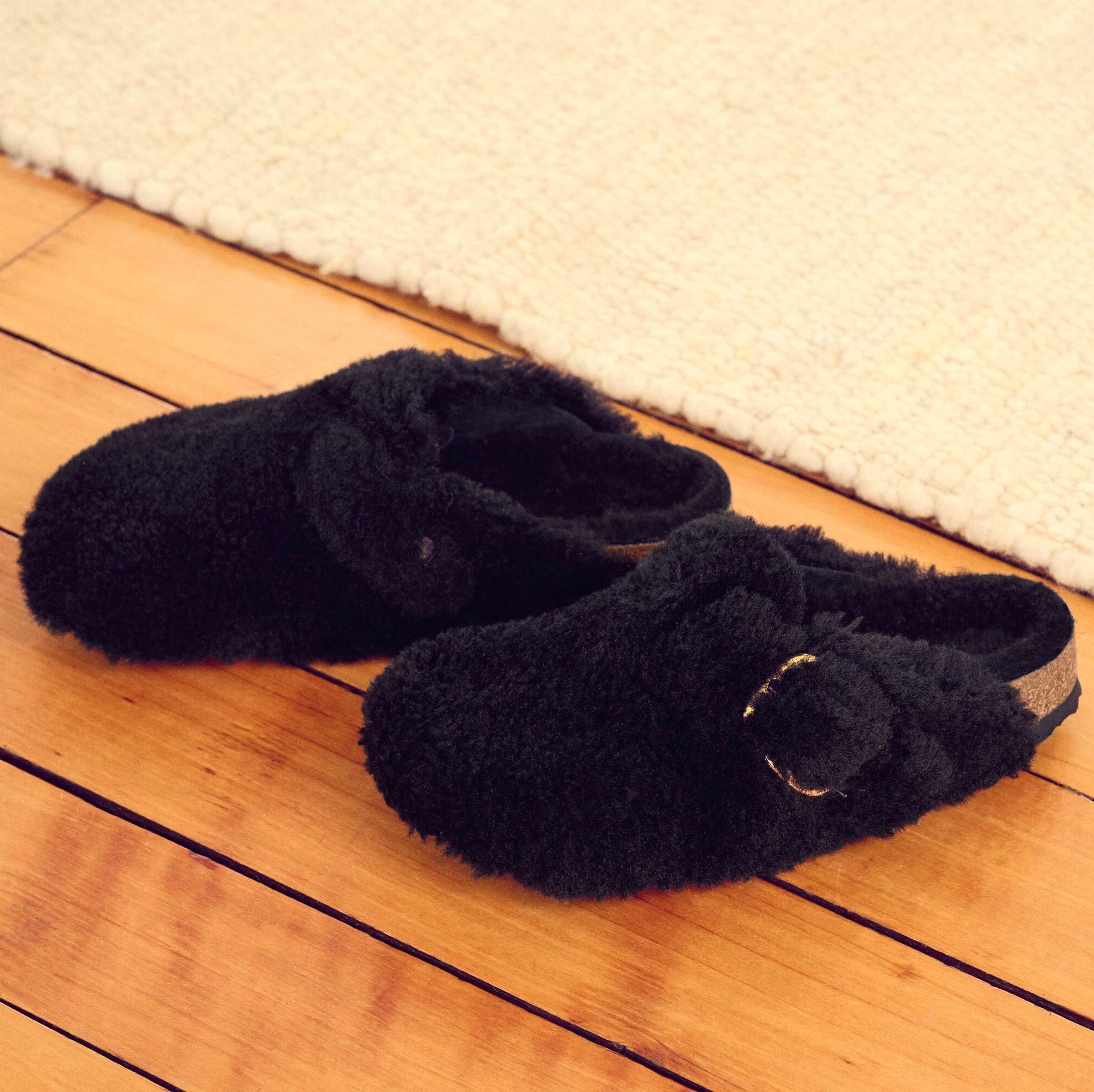 Birkenstock Boston Big Buckle Shearling teddy black shearling
