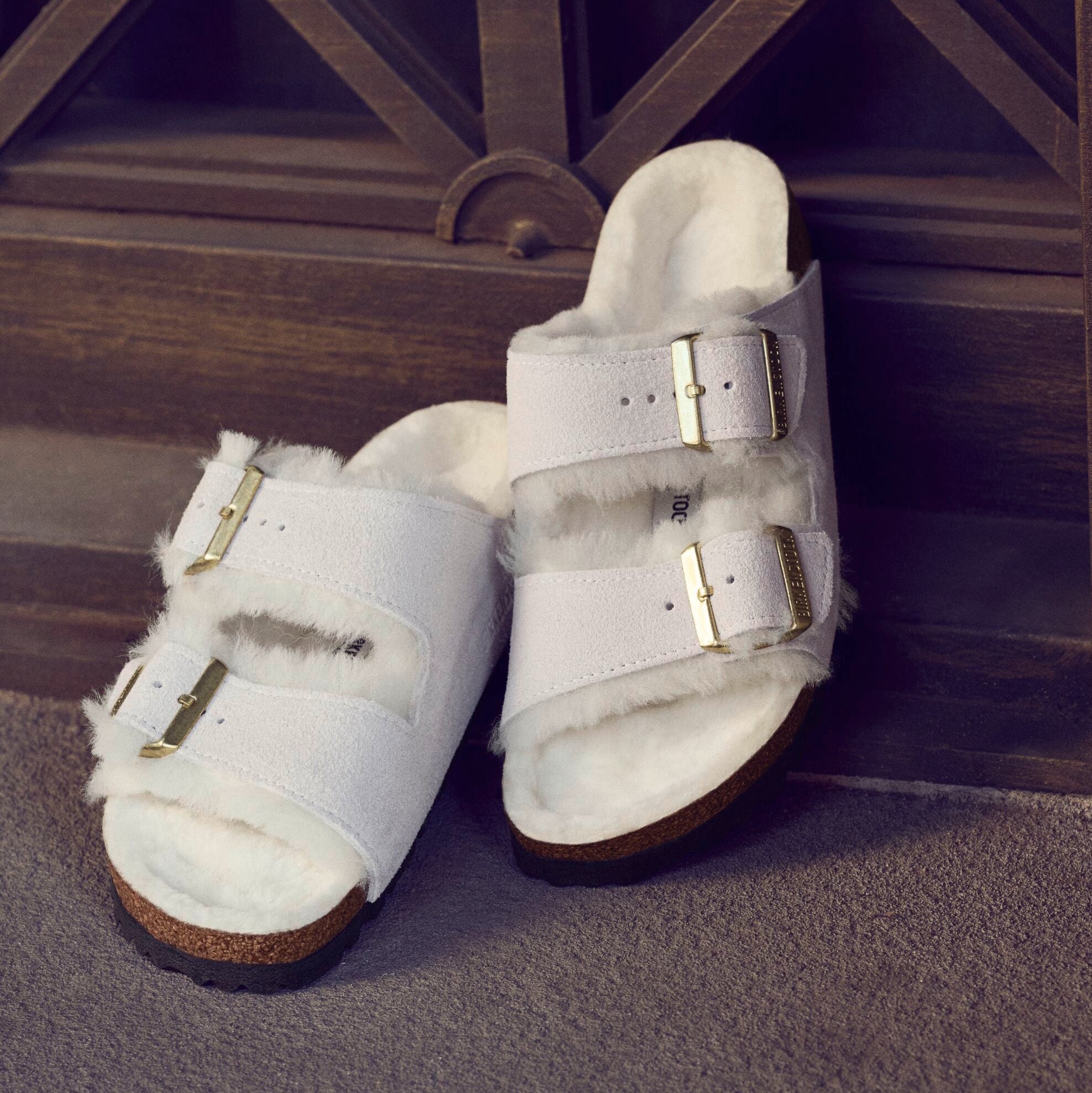 Birkenstock Limited Edition Arizona antique white suede/white shearling