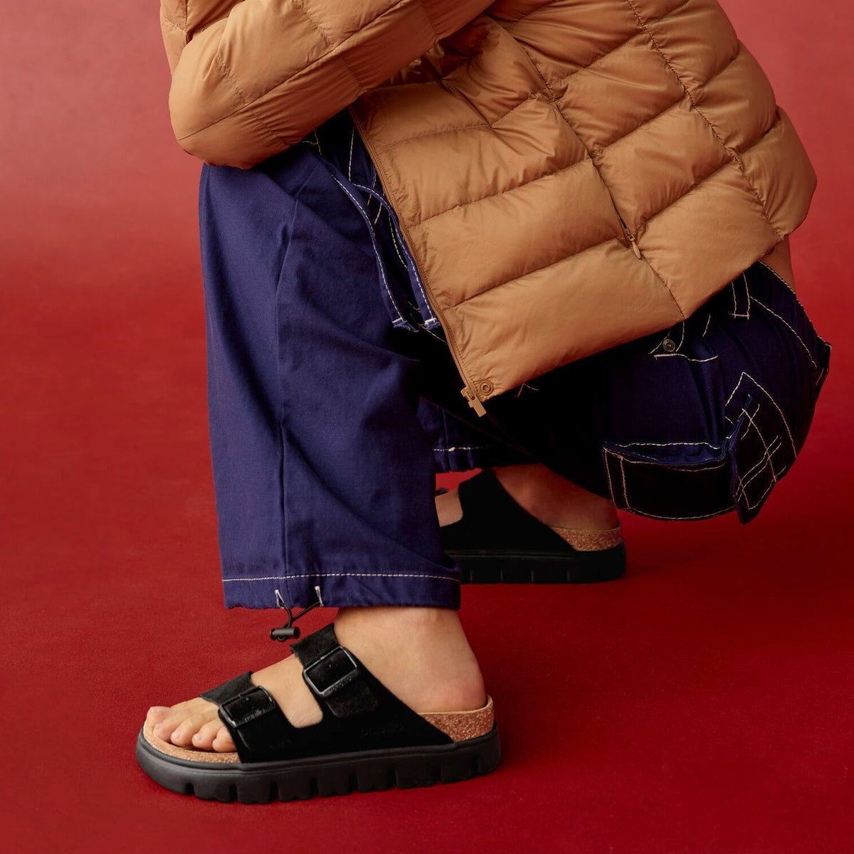 Papillio Arizona Chunky black suede with black sole by Birkenstock